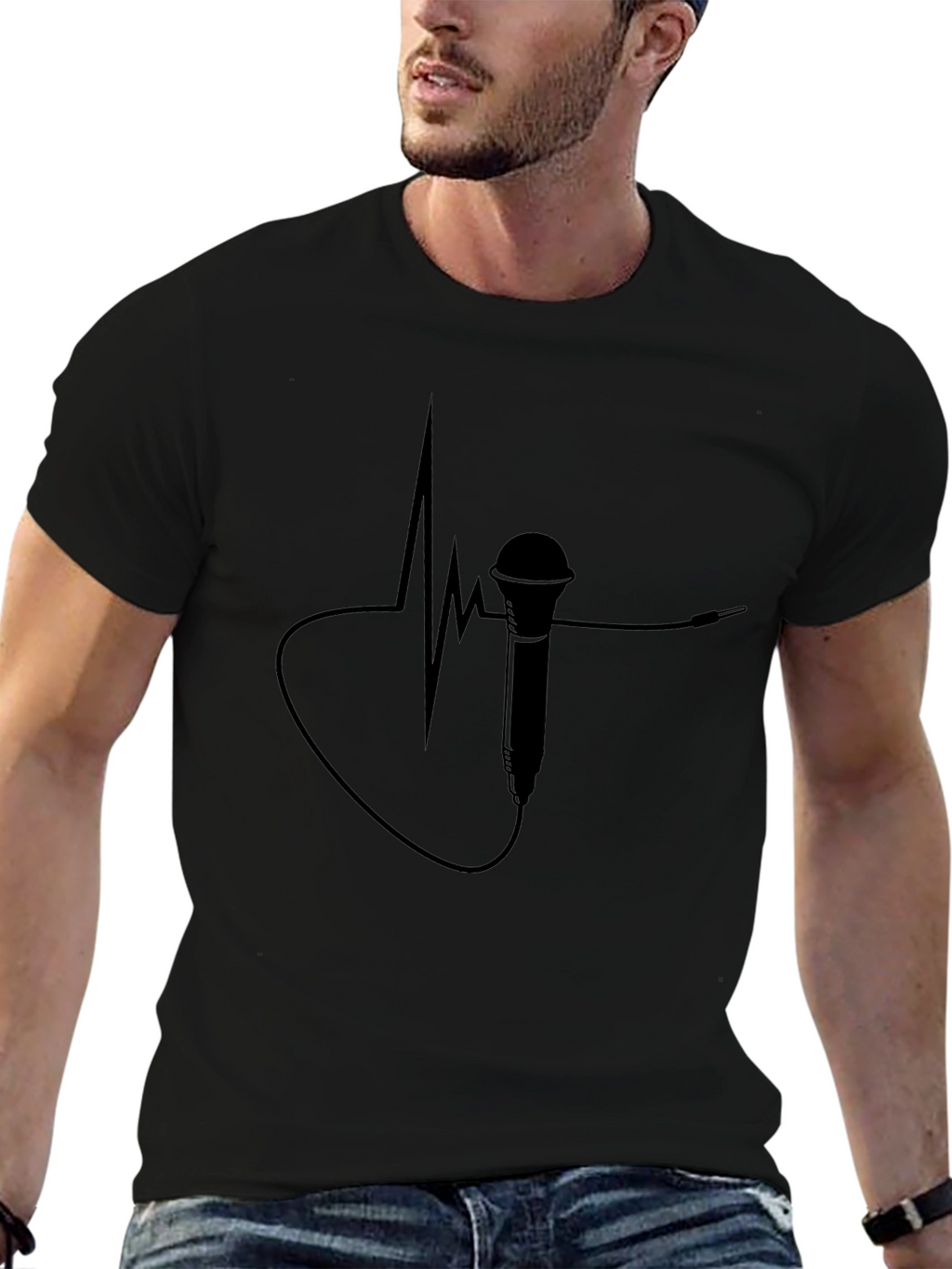Mic Heartbeat Tee - Music Lovers T-Shirt