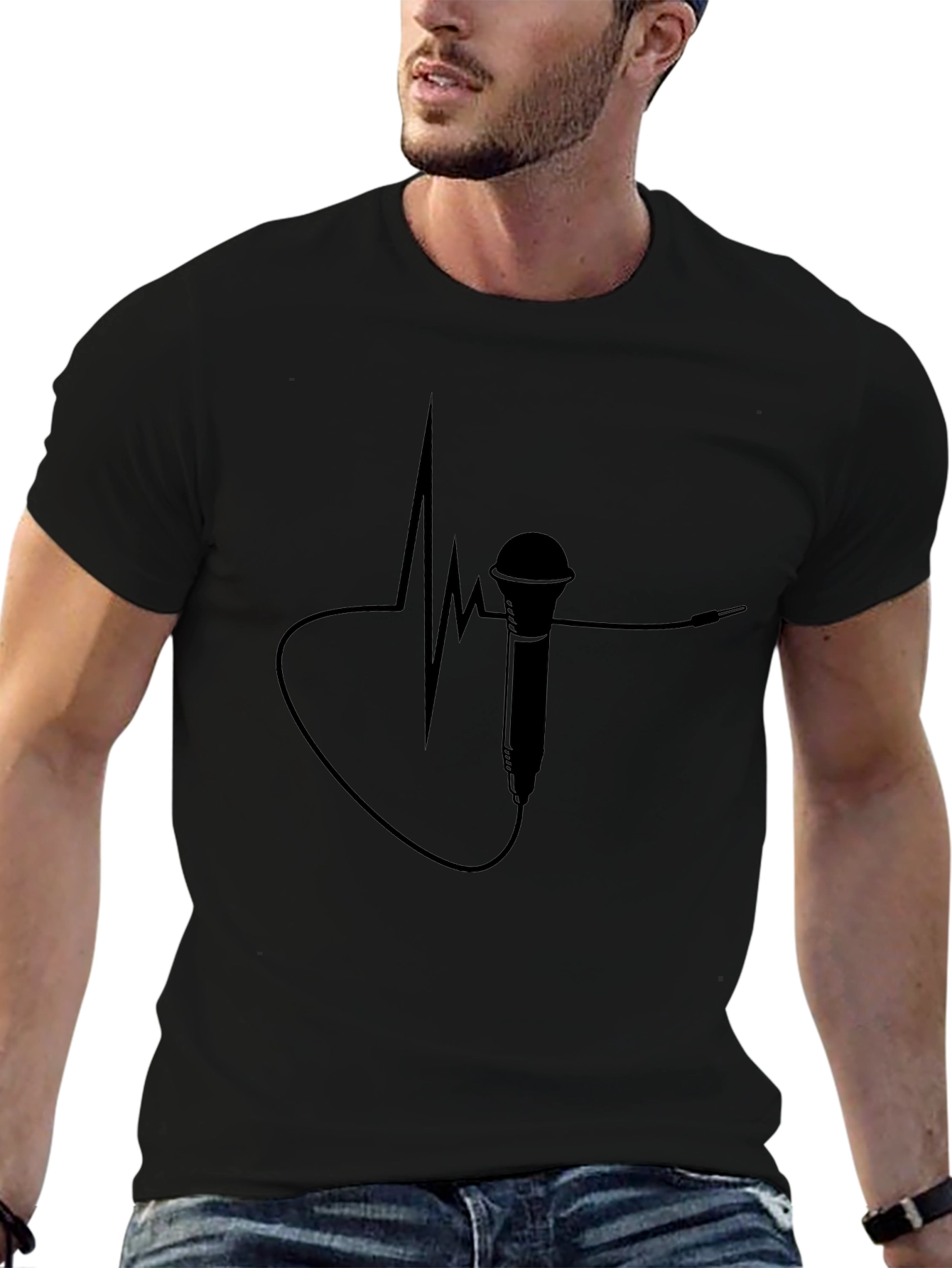 Mic Heartbeat Tee - Music Lovers T-Shirt