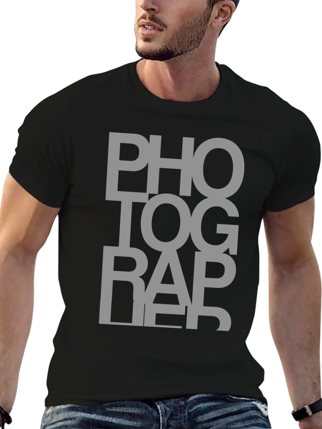 Photographer Tee - Black Cotton Graphic T-Shirt