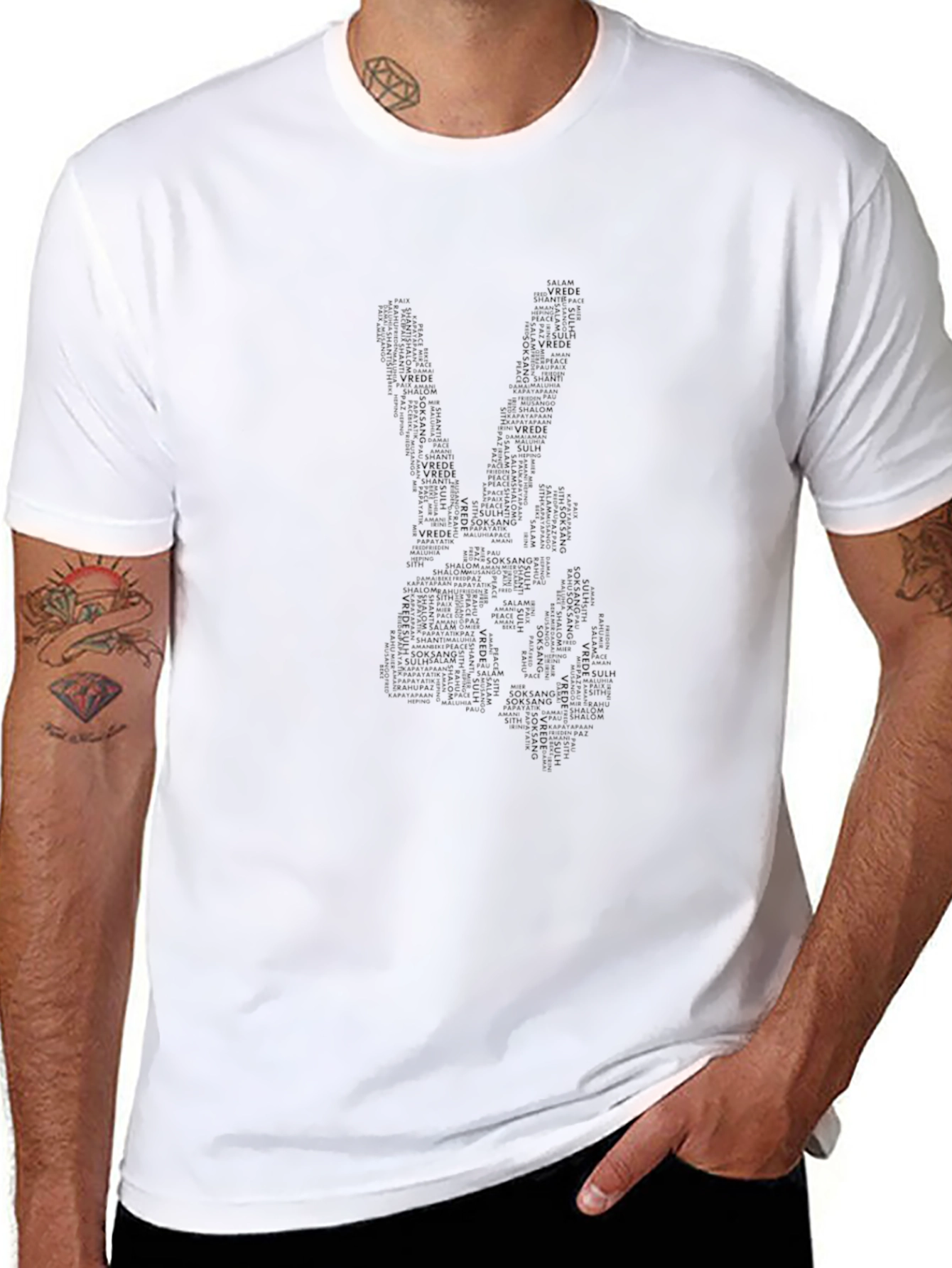 Peace Sign Word Art Tee - Black