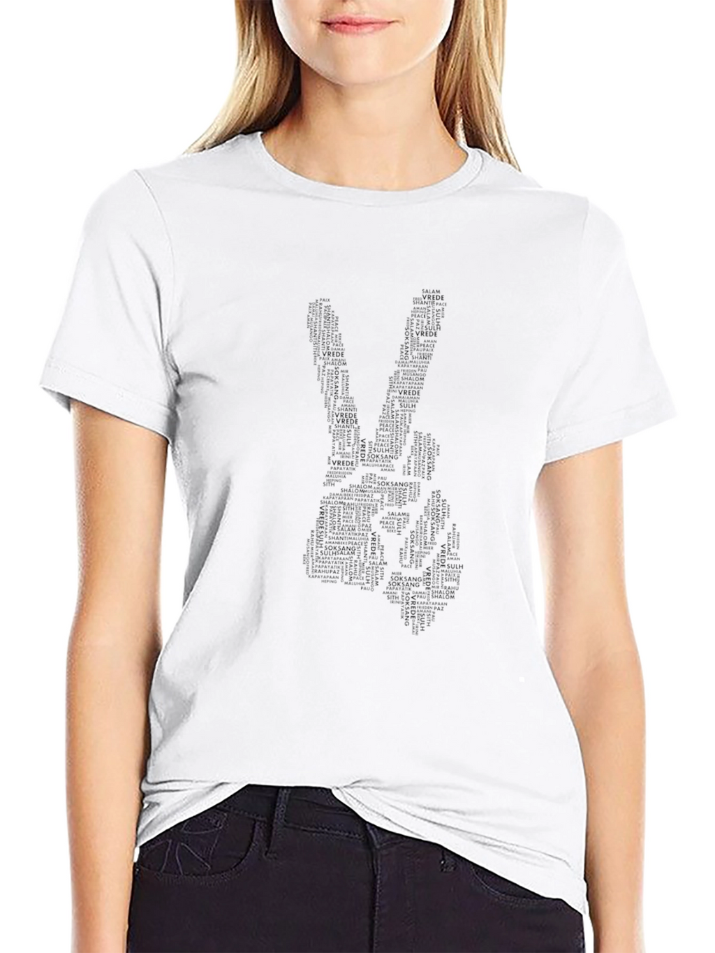 Peace Sign Word Art Tee - Black