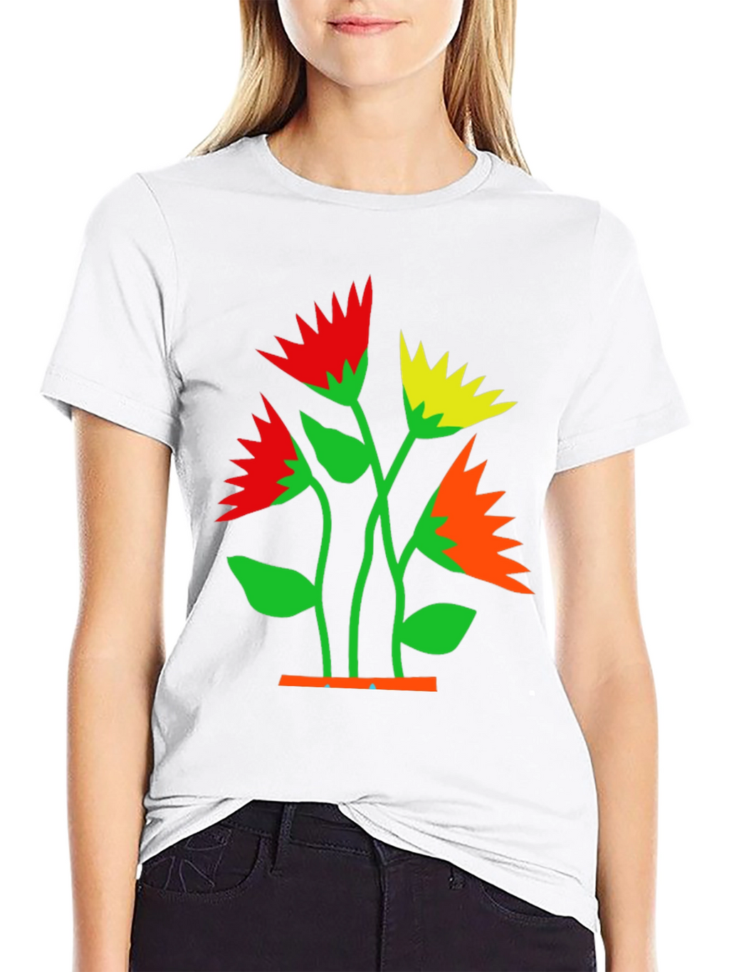 Bold Floral Graphic Tee - Black