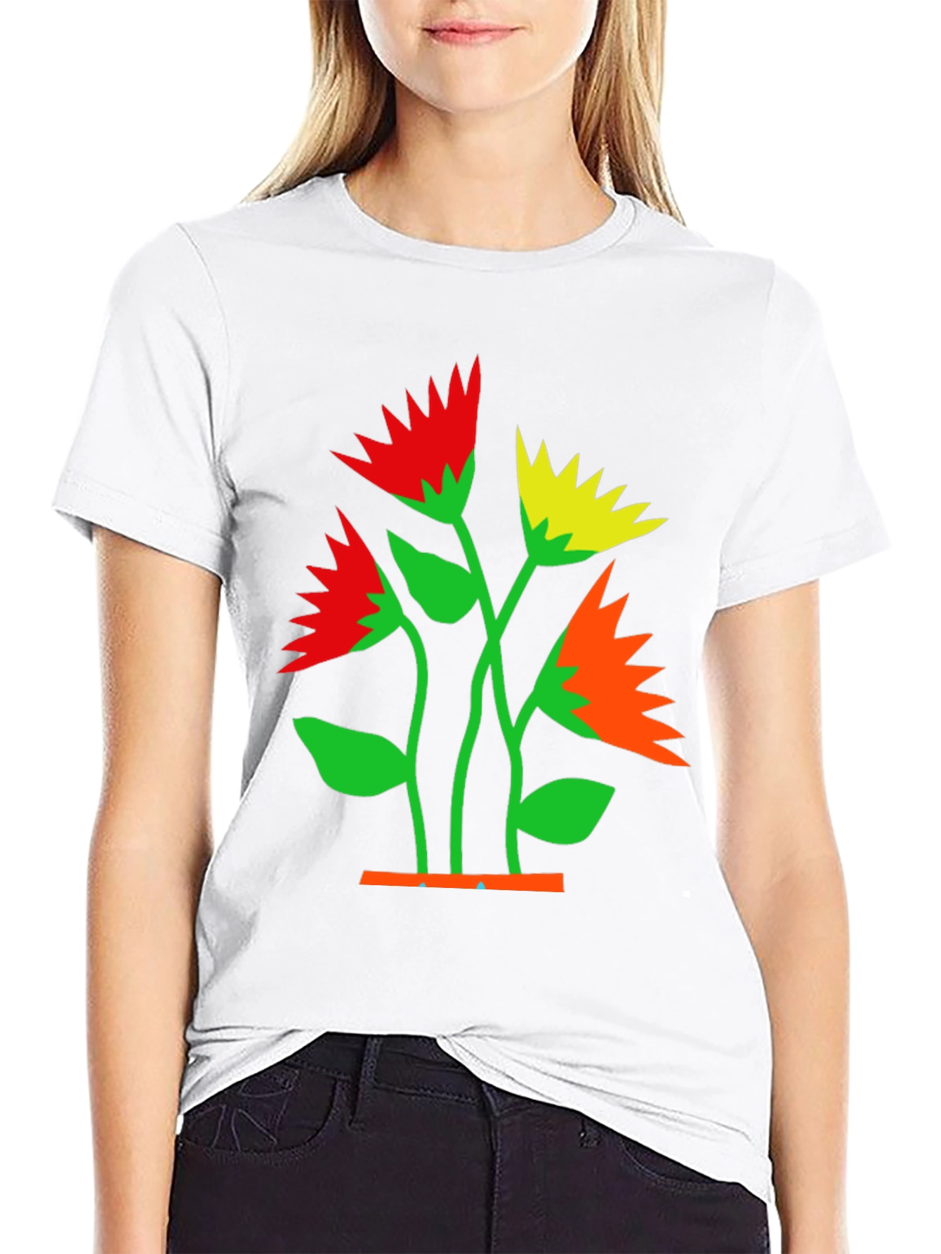 Bold Floral Graphic Tee - Black