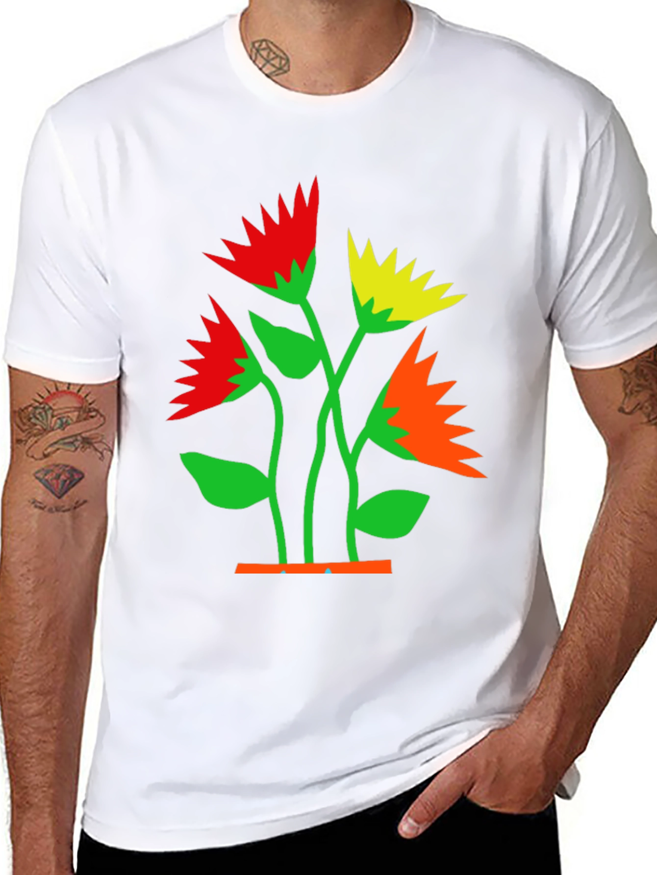 Bold Floral Graphic Tee - Black