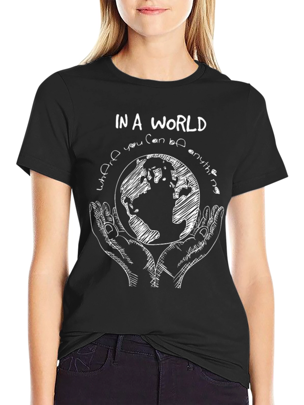 In A World T-Shirt: Earth Hands Graphic Tee