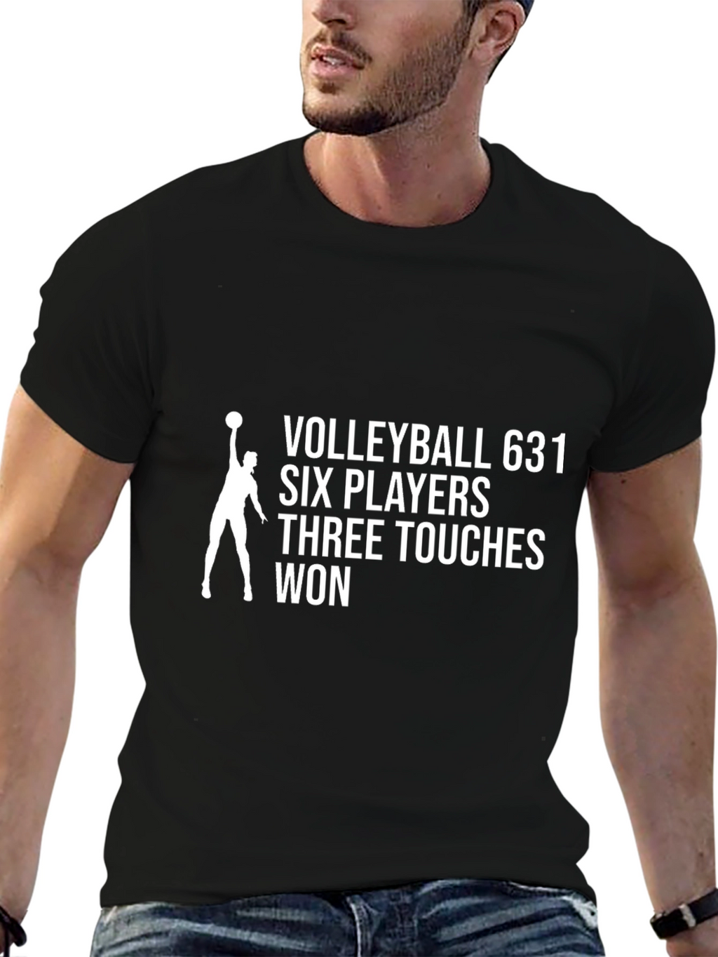 Volleyball Graphic T-Shirt - 631 Six Players Three Touches