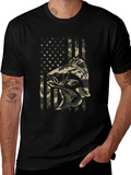 Camouflage Fish American Flag Graphic T-Shirt
