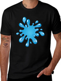 Blue Splash Graphic Black T-Shirt