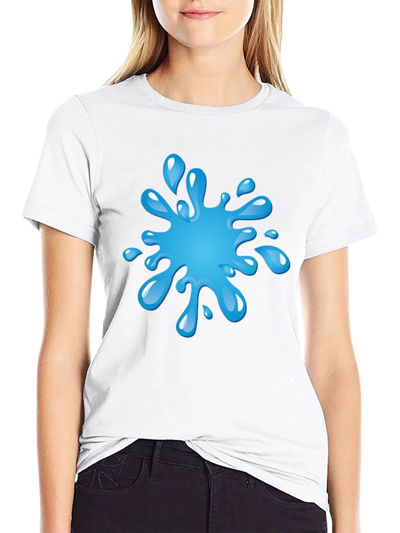 Blue Splash Graphic Black T-Shirt