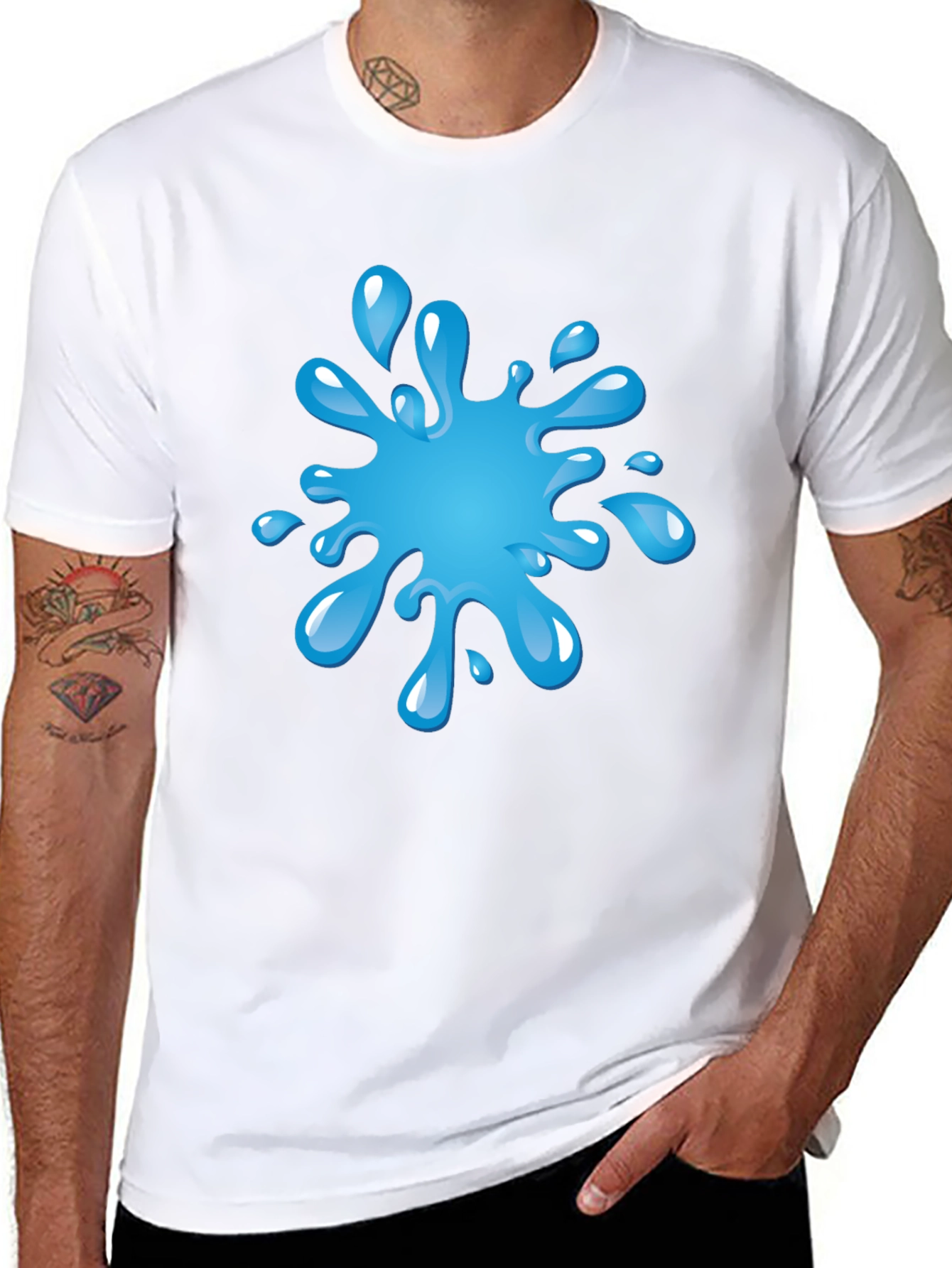 Blue Splash Graphic Black T-Shirt