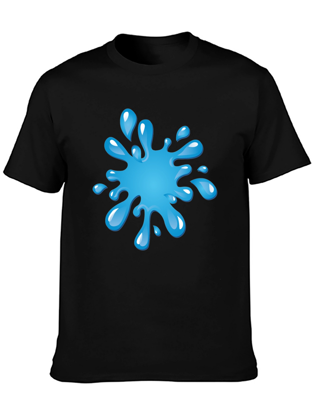 Blue Splash Graphic Black T-Shirt