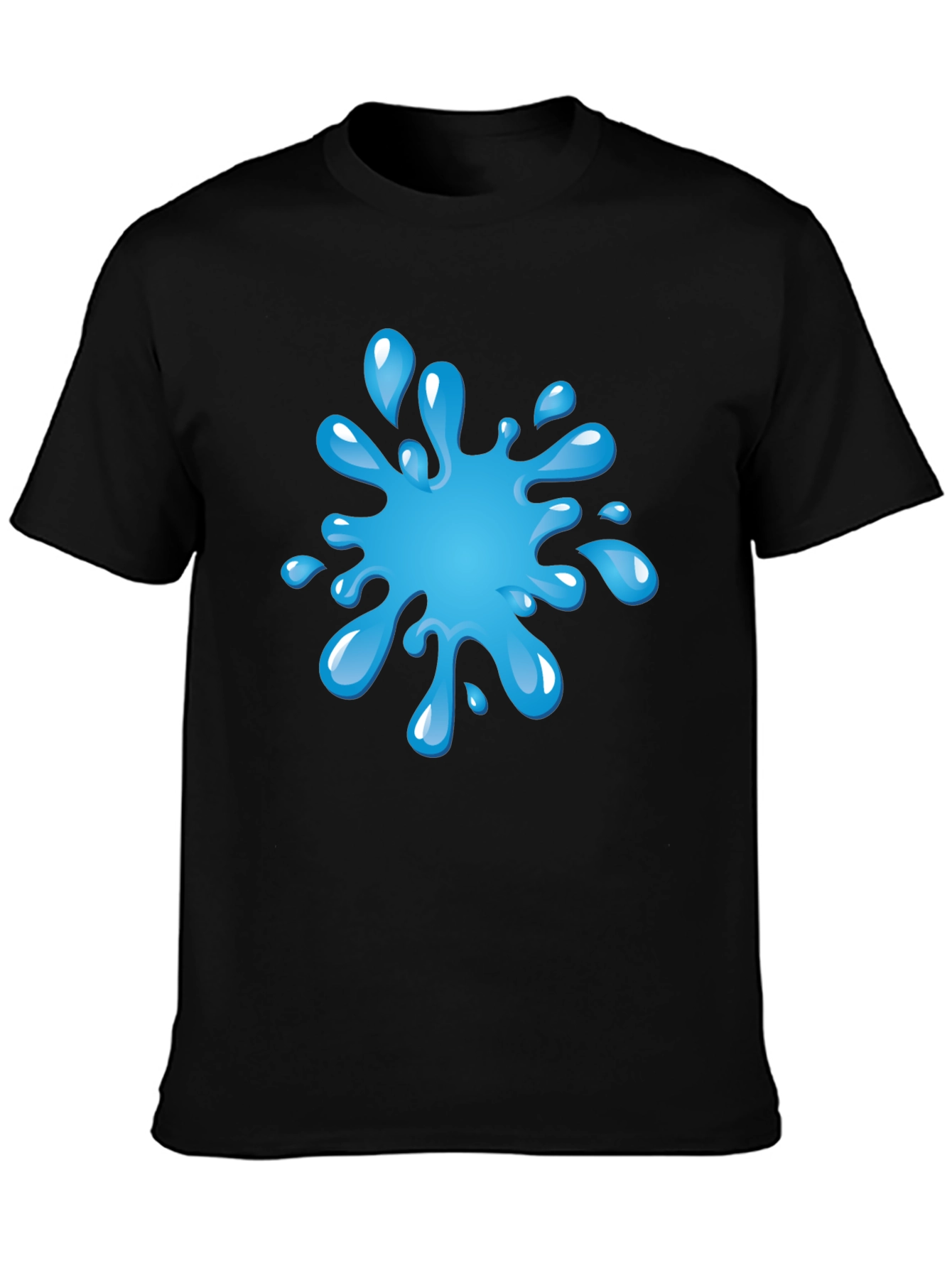Blue Splash Graphic Black T-Shirt
