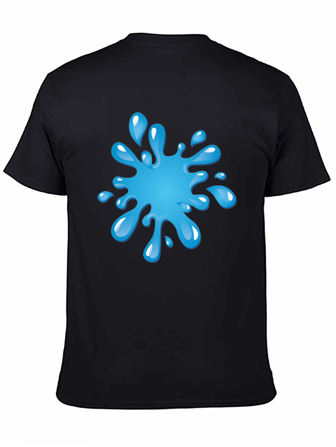 Blue Splash Graphic Black T-Shirt