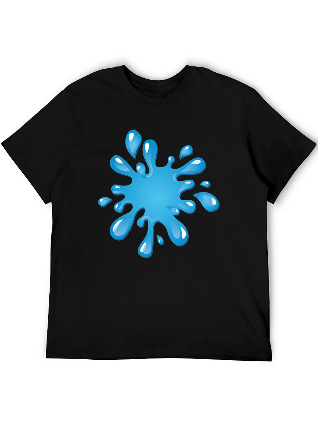 Blue Splash Graphic Black T-Shirt