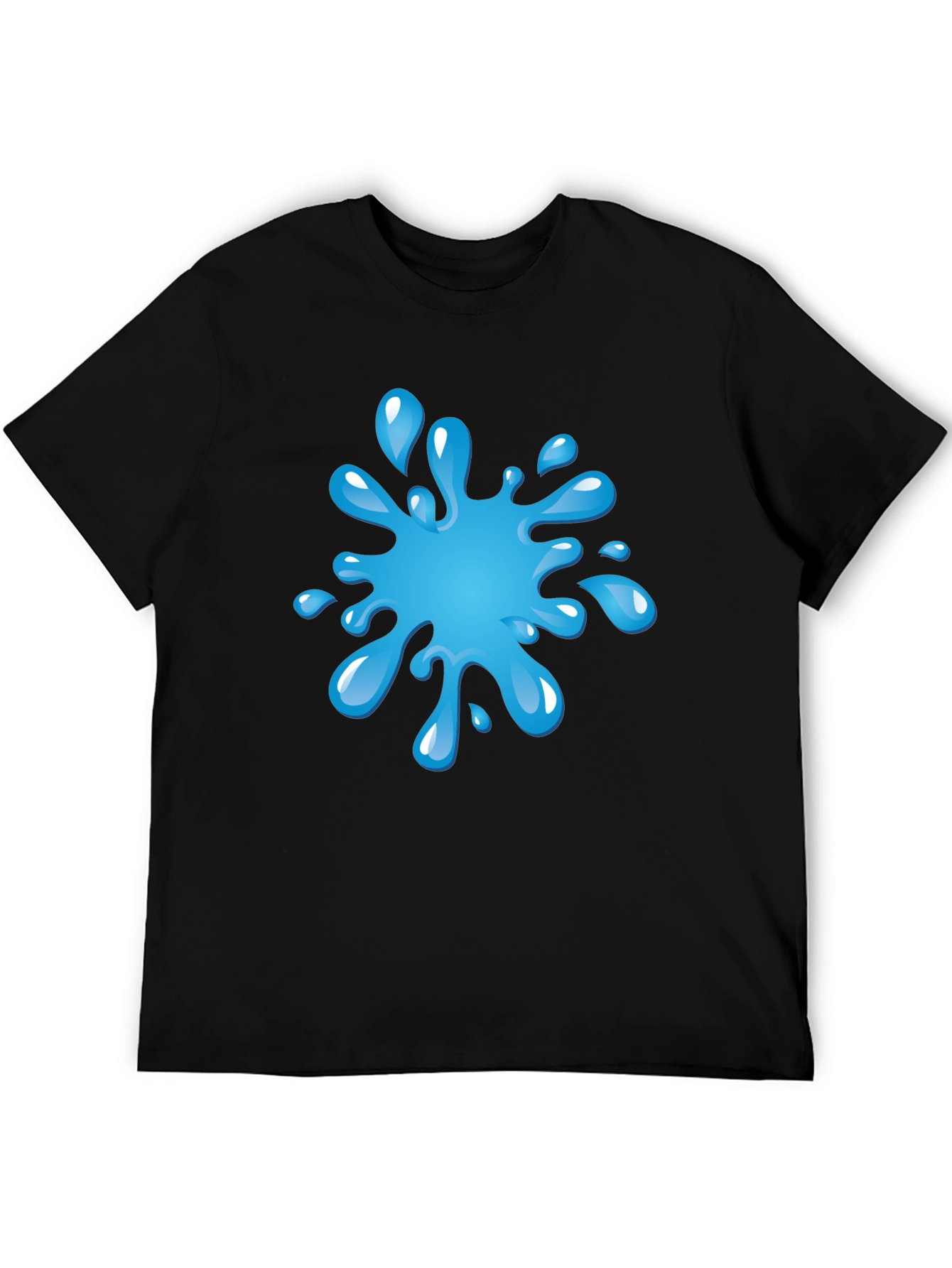 Blue Splash Graphic Black T-Shirt
