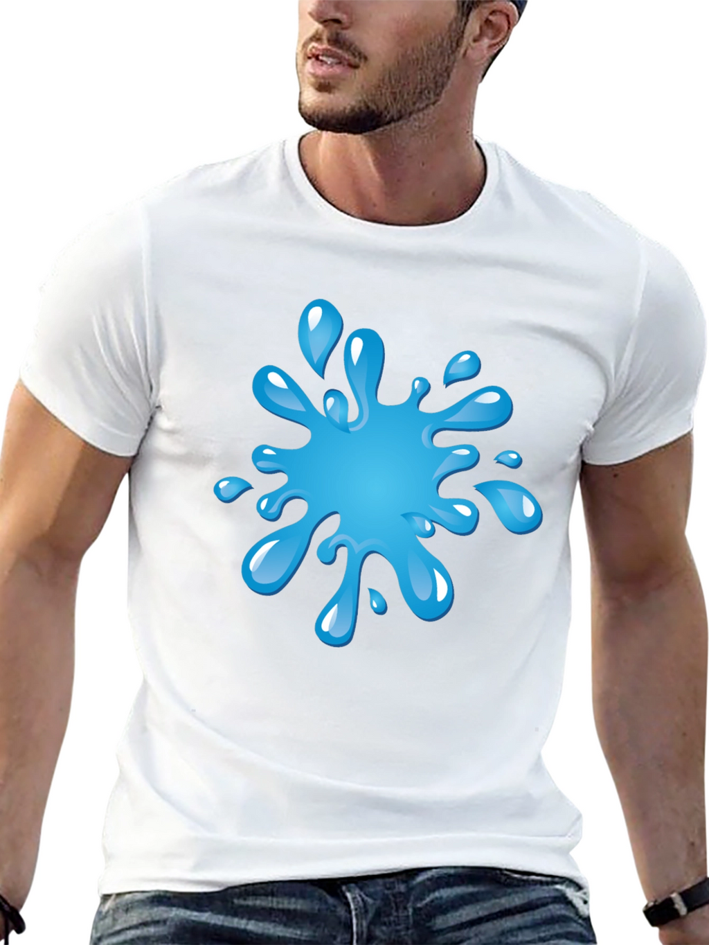 Blue Splash Graphic Black T-Shirt