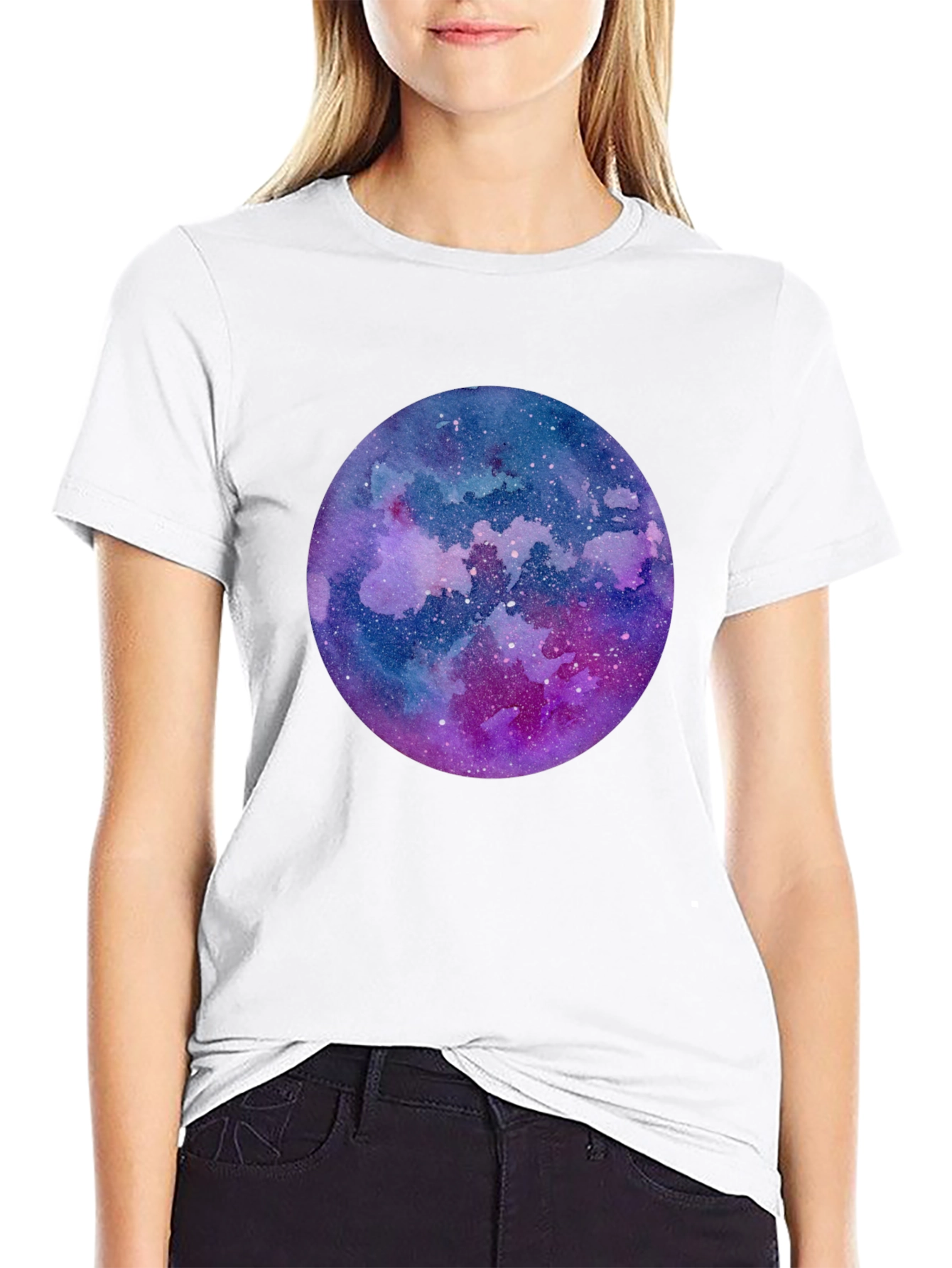 Galaxy Watercolor Graphic Tee - Mens Black T-Shirt