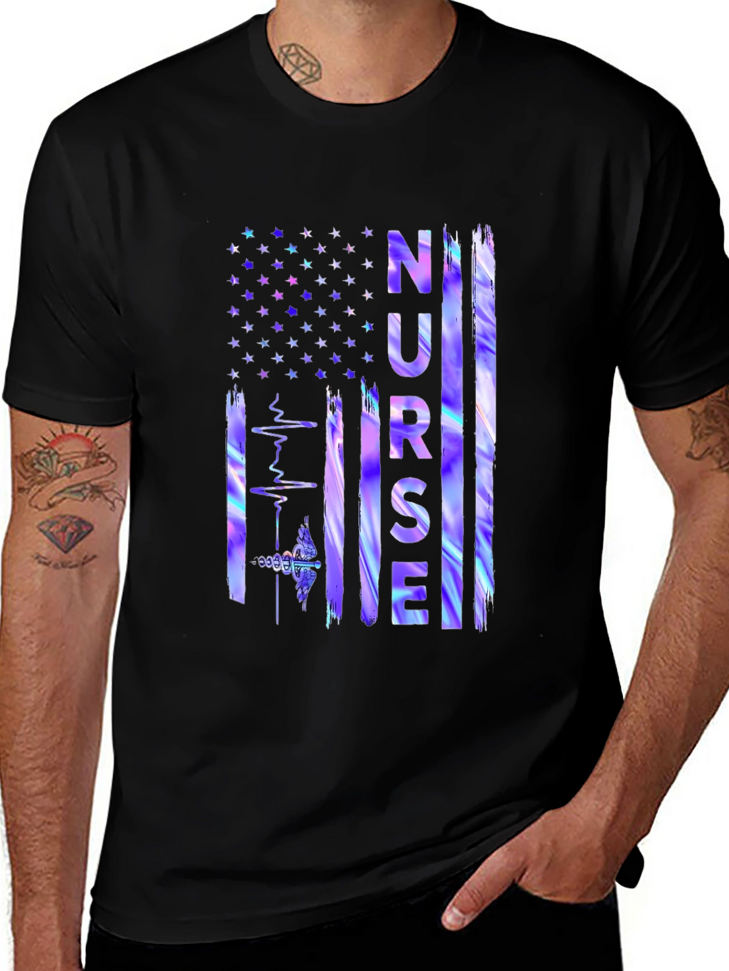 Nurse American Flag Graphic T-Shirt