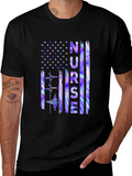Nurse American Flag Graphic T-Shirt