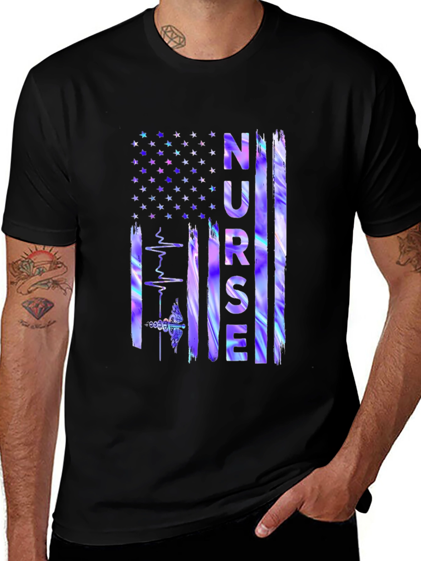 Nurse American Flag Graphic T-Shirt