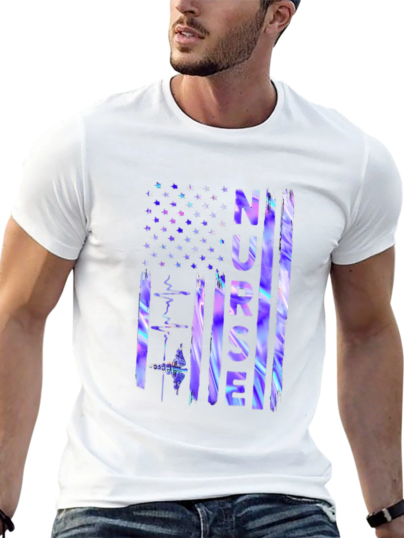 Nurse American Flag Graphic T-Shirt