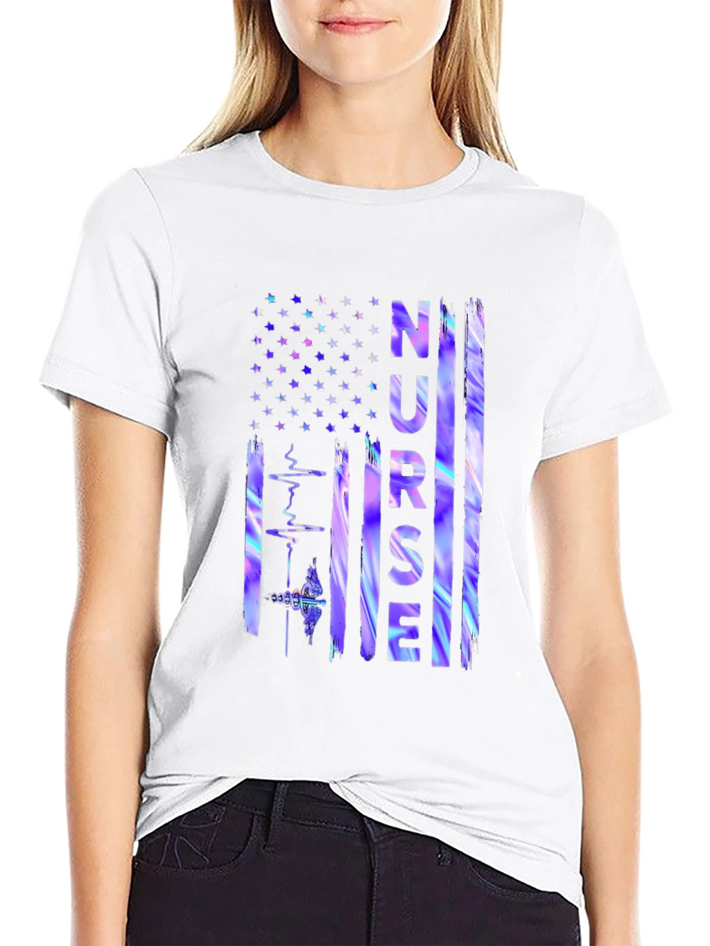 Nurse American Flag Graphic T-Shirt