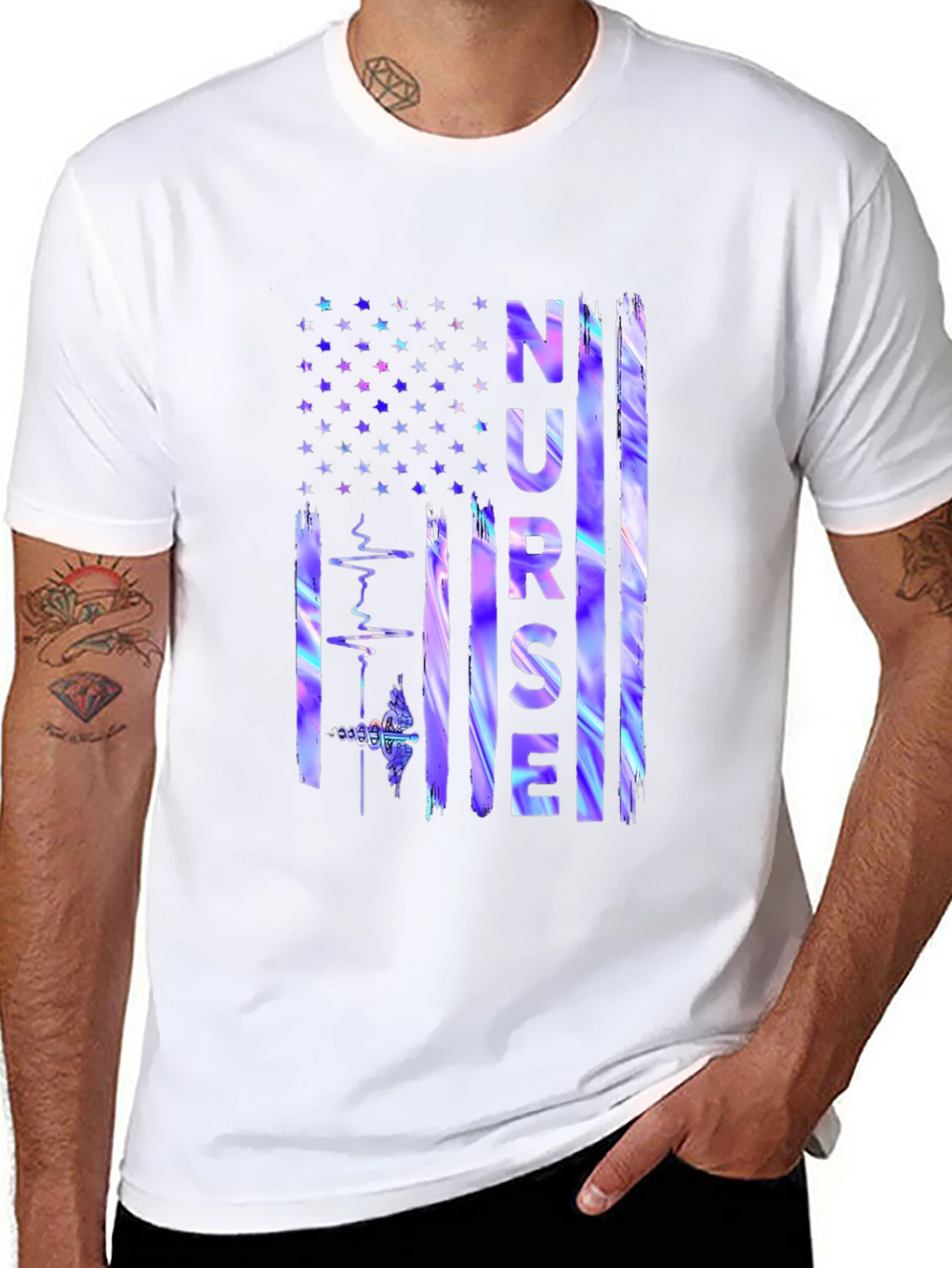 Nurse American Flag Graphic T-Shirt