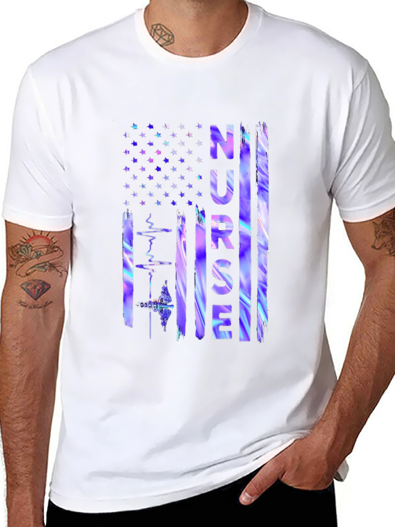 Nurse American Flag Graphic T-Shirt