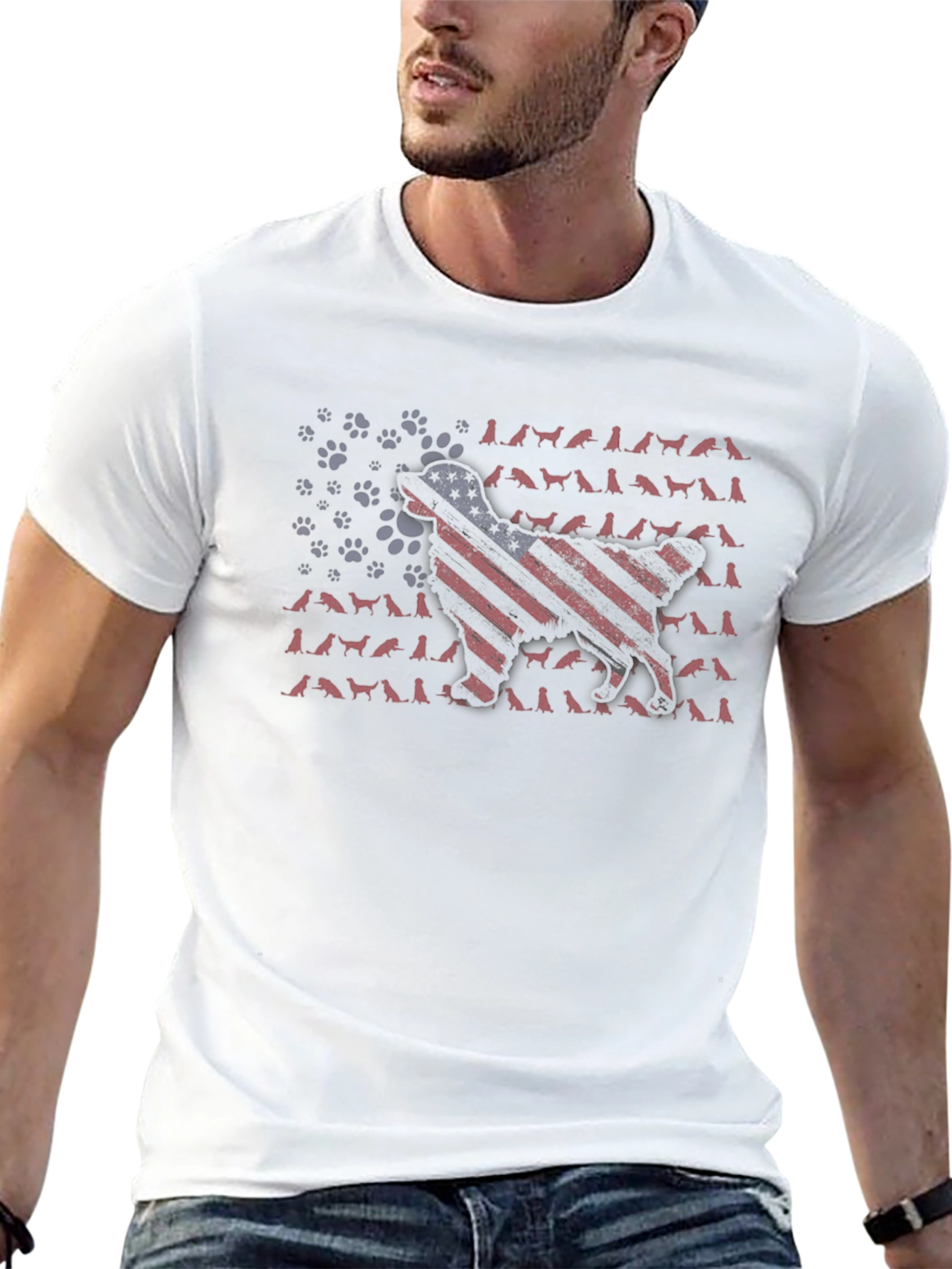 Patriotic Dog T-Shirt - American Flag Graphic Tee