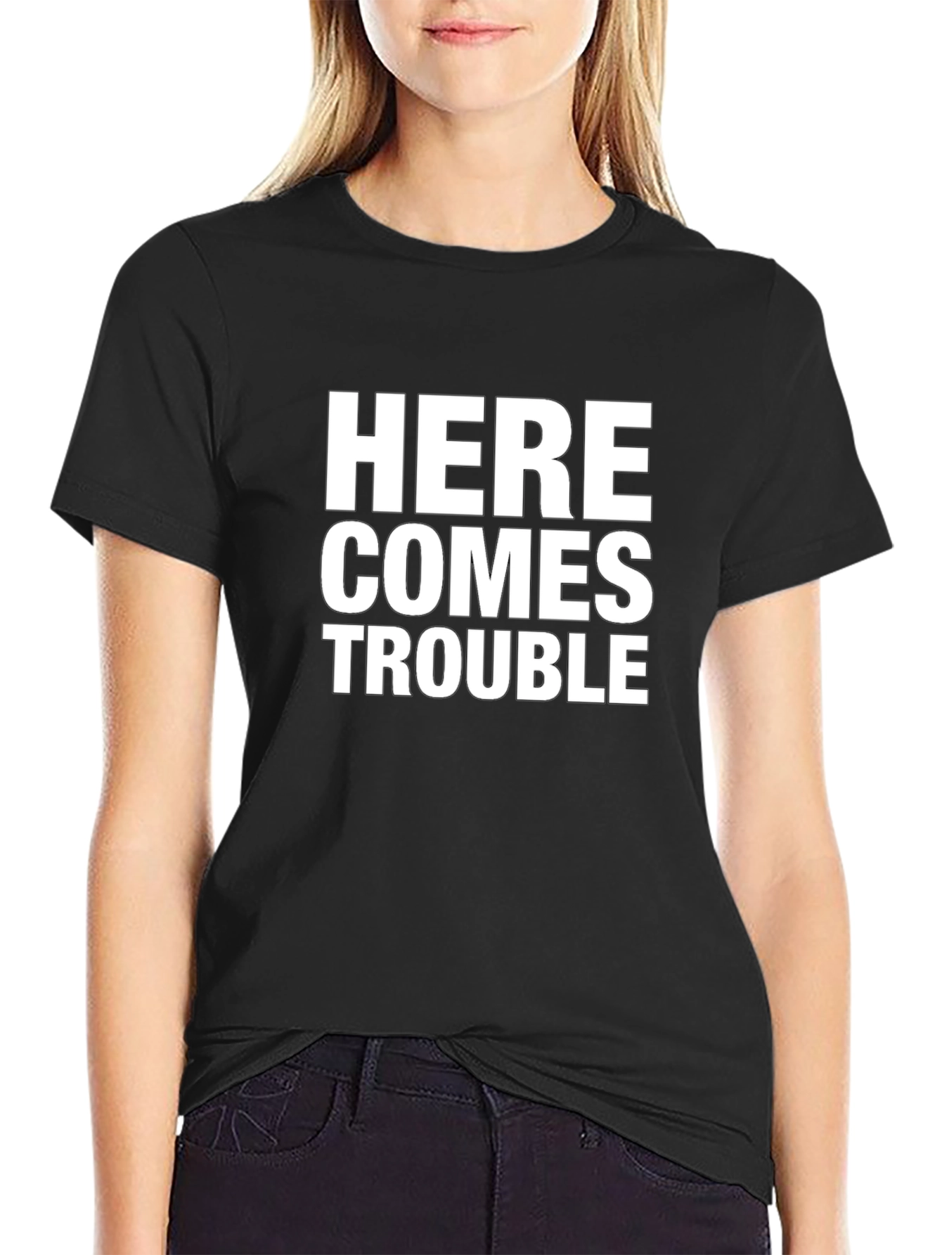 Here Comes Trouble T-Shirt - Black