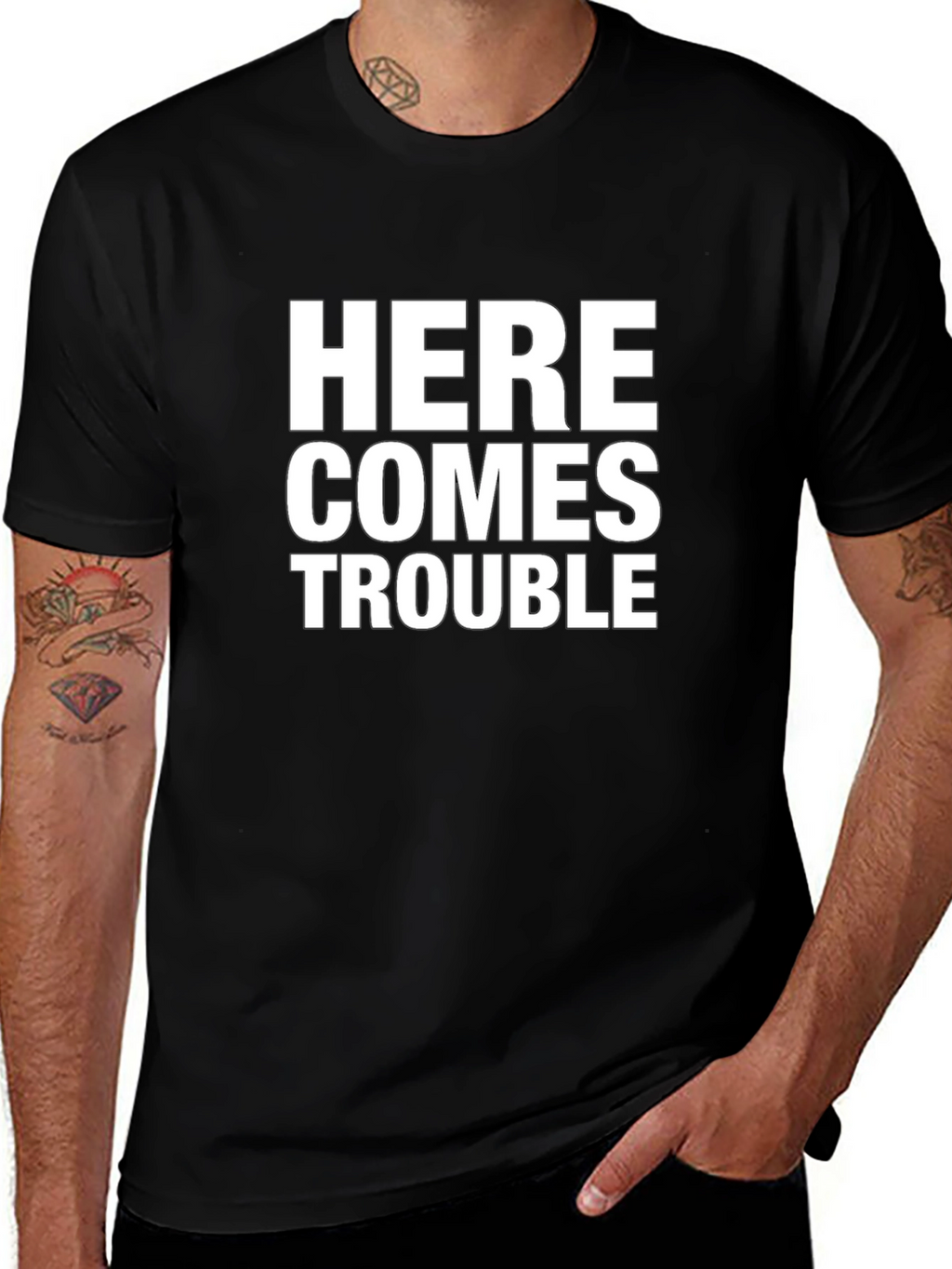 Here Comes Trouble T-Shirt - Black