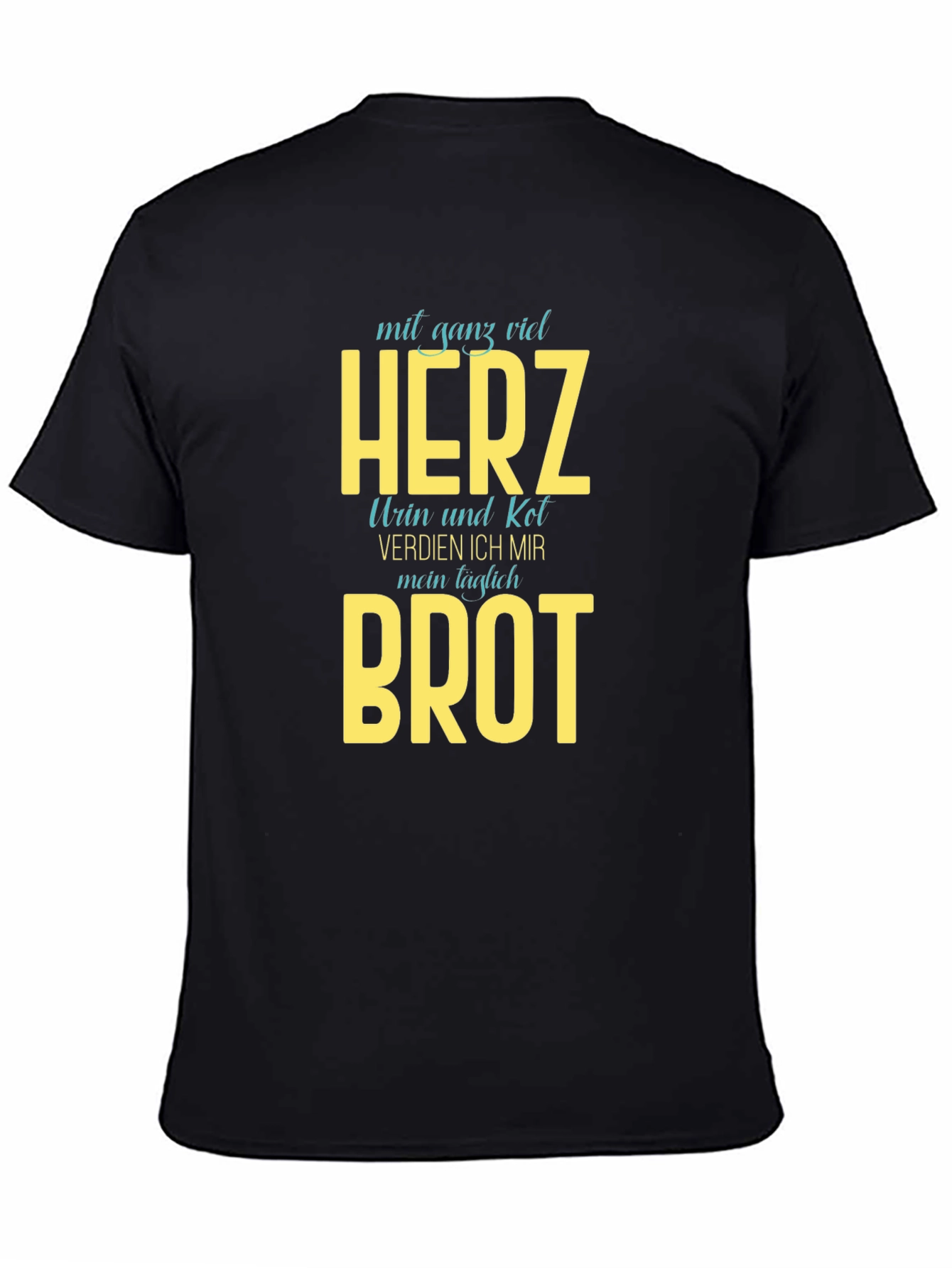 Mens Black T-Shirt with Humorous Graphic Print