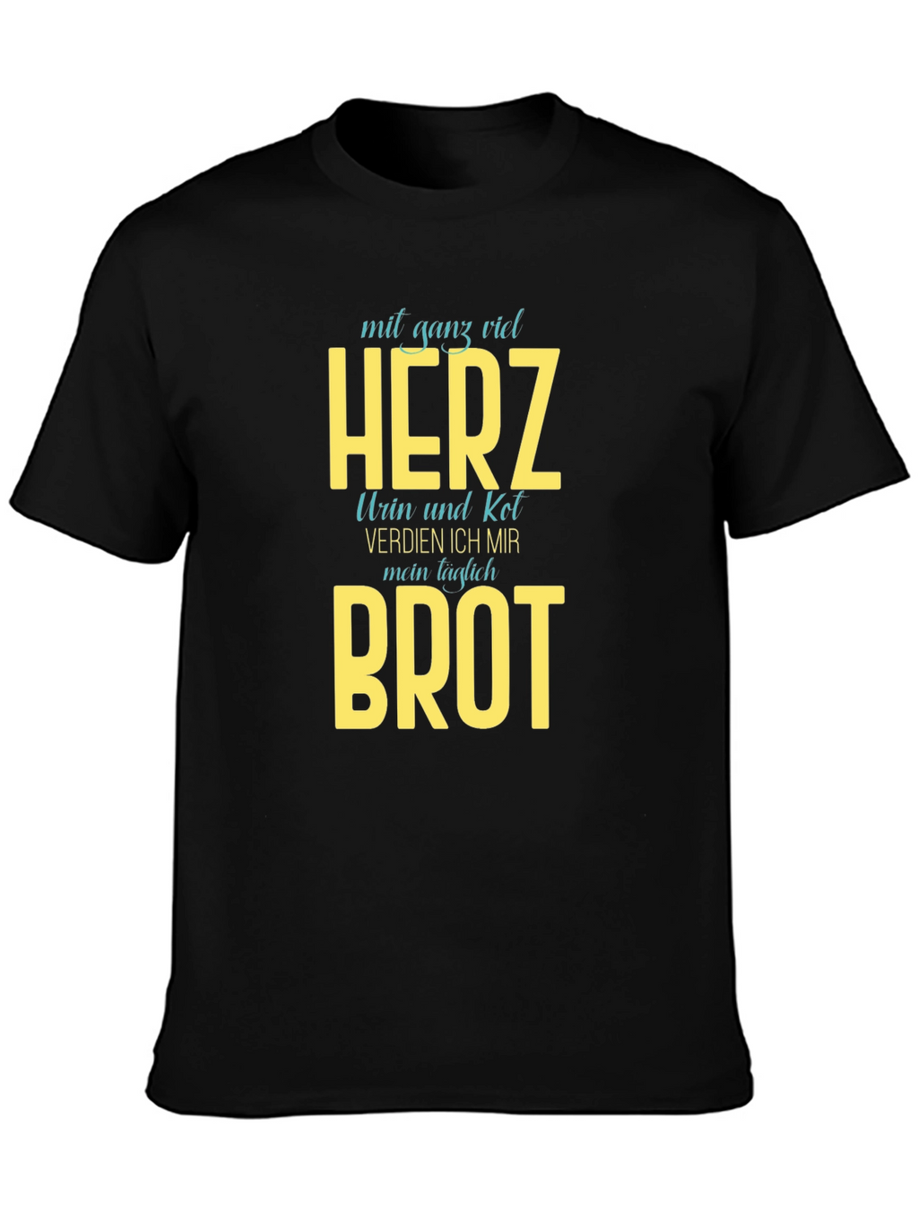 Mens Black T-Shirt with Humorous Graphic Print
