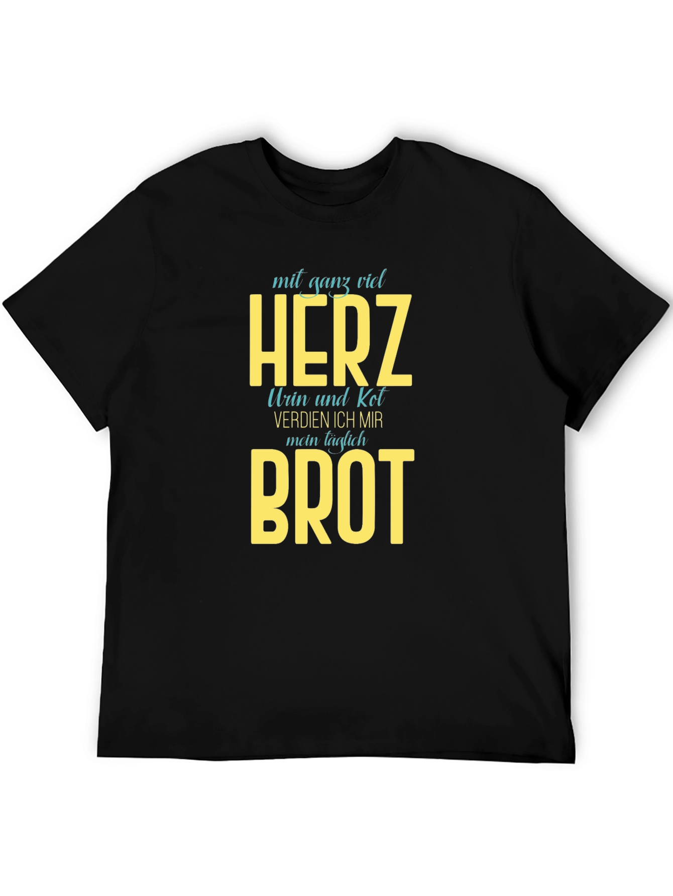 Mens Black T-Shirt with Humorous Graphic Print