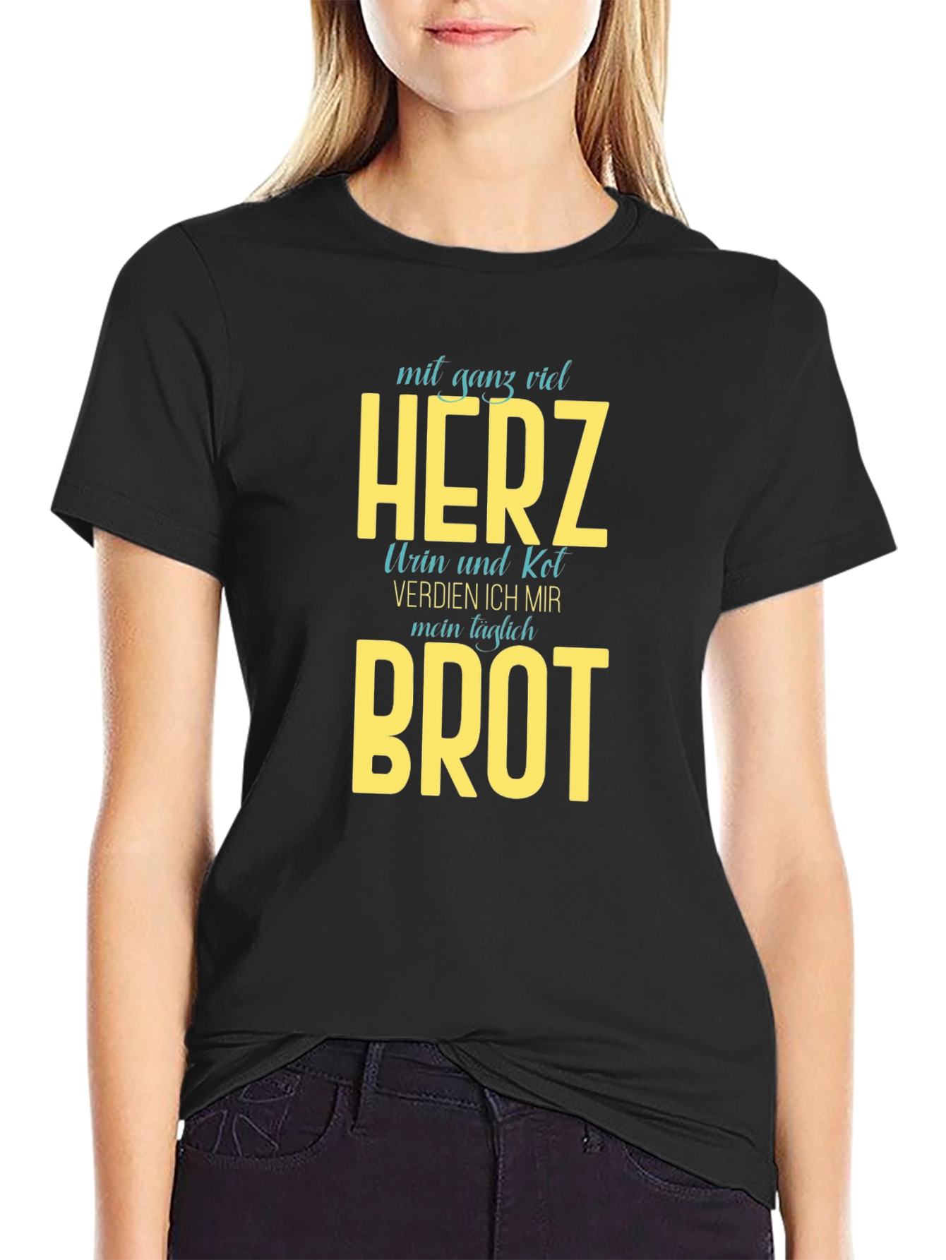 Mens Black T-Shirt with Humorous Graphic Print