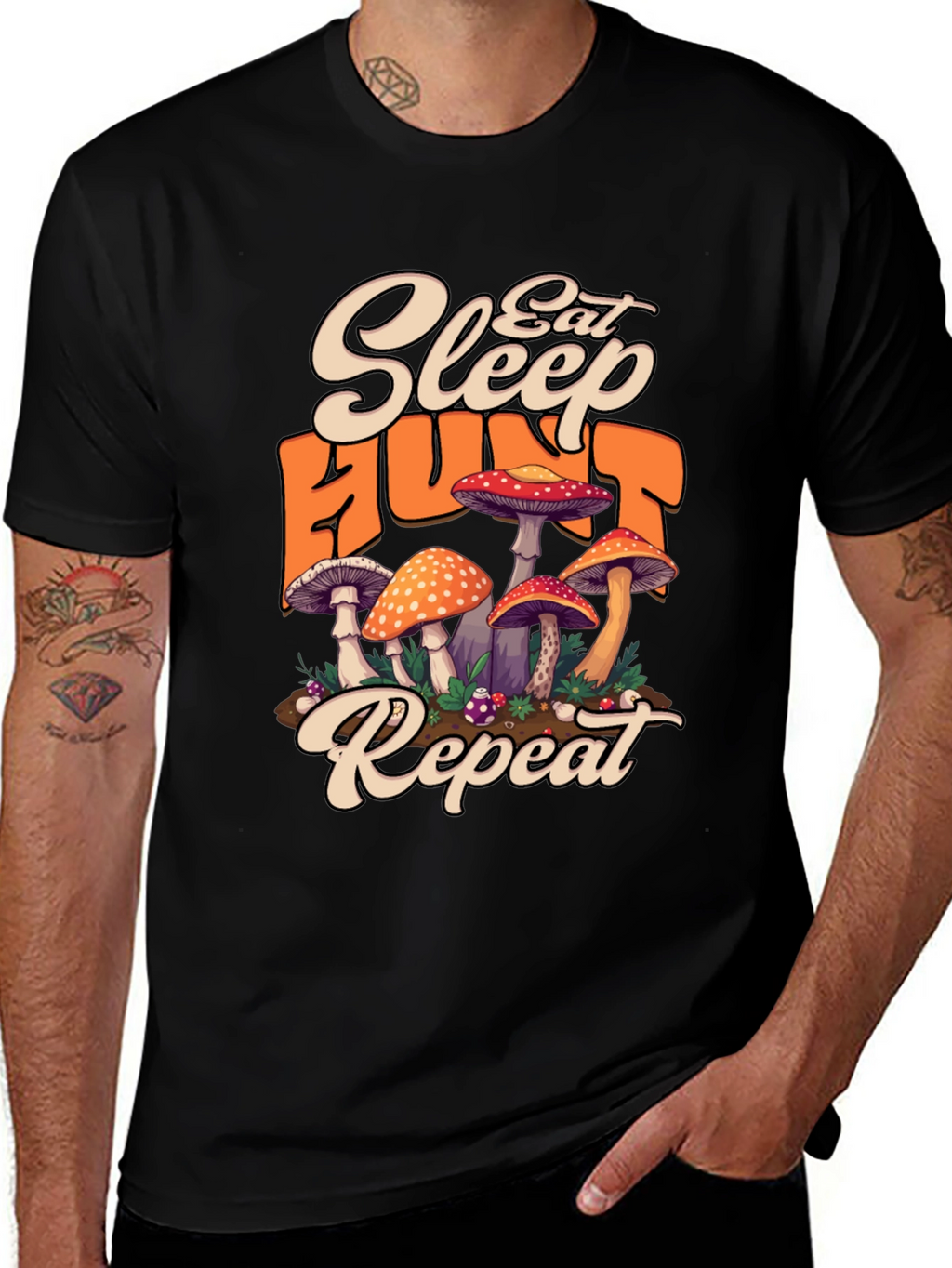 Eat Sleep Hunt Repeat Mushroom T-Shirt