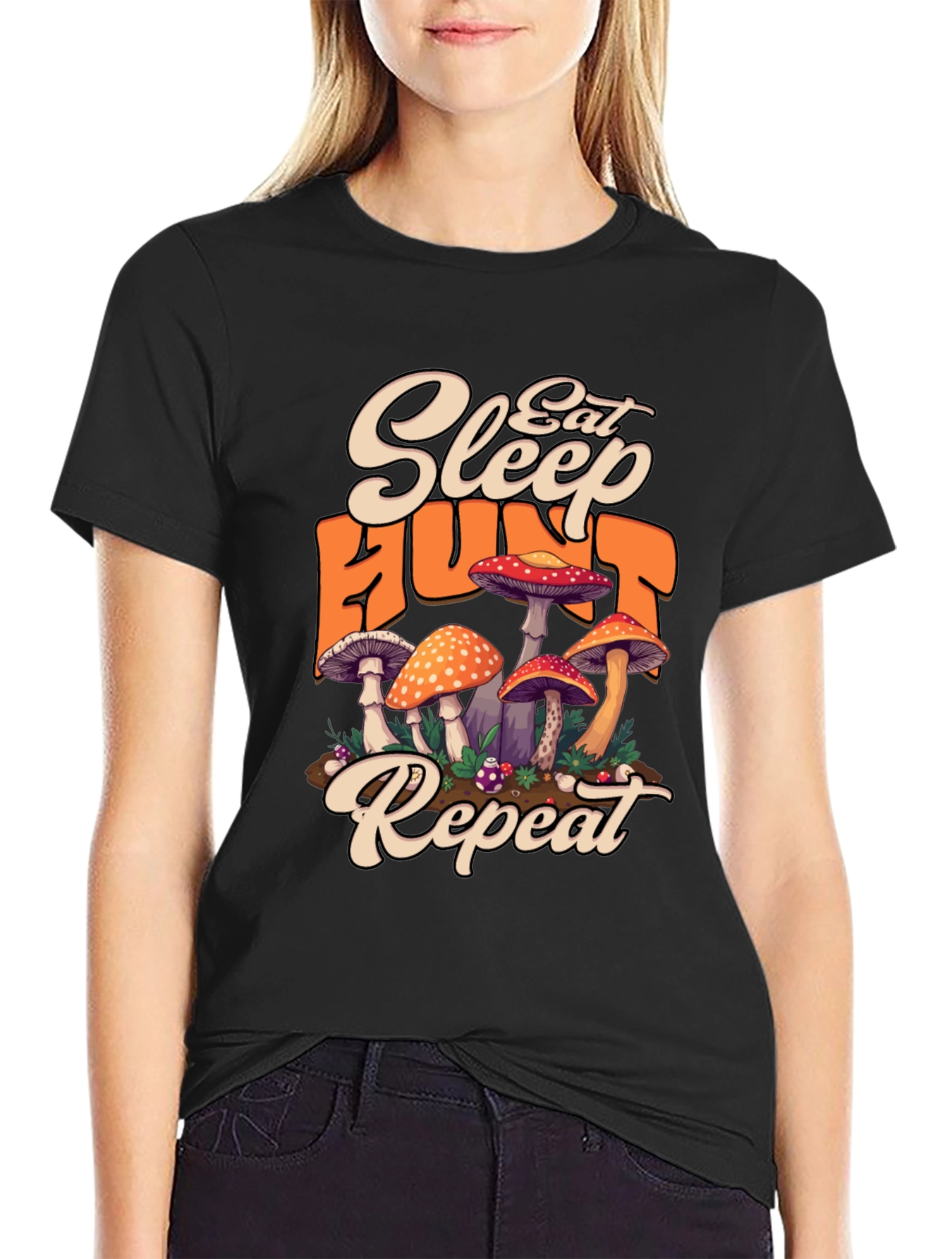 Eat Sleep Hunt Repeat Mushroom T-Shirt