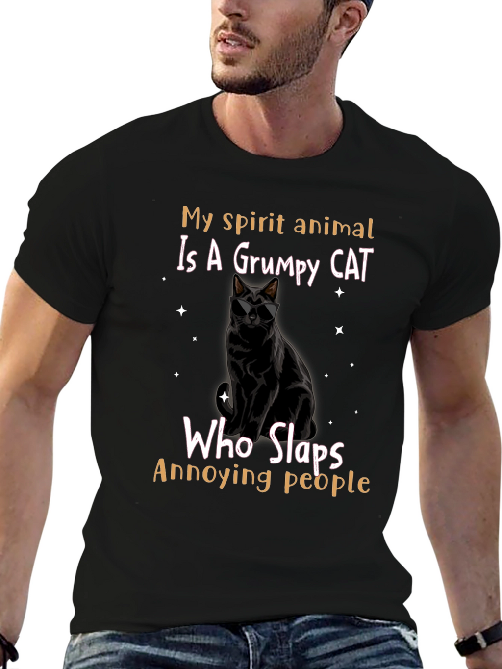 Grumpy Cat Slaps Annoying People Graphic T-Shirt
