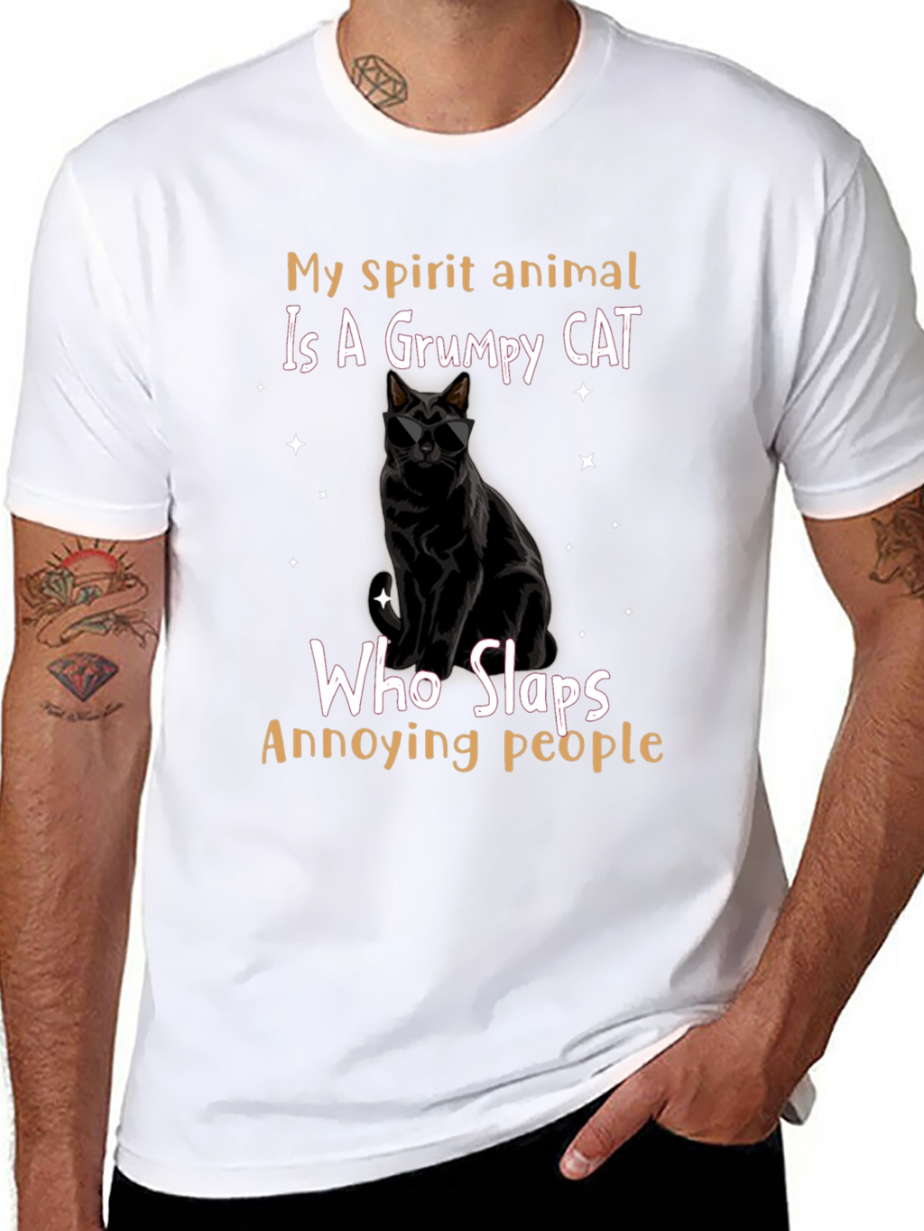 Grumpy Cat Slaps Annoying People Graphic T-Shirt