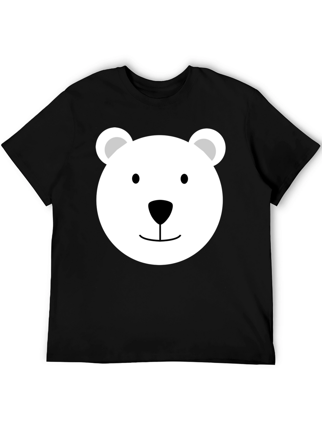 Cute Polar Bear Face Graphic Tee - Black T-Shirt