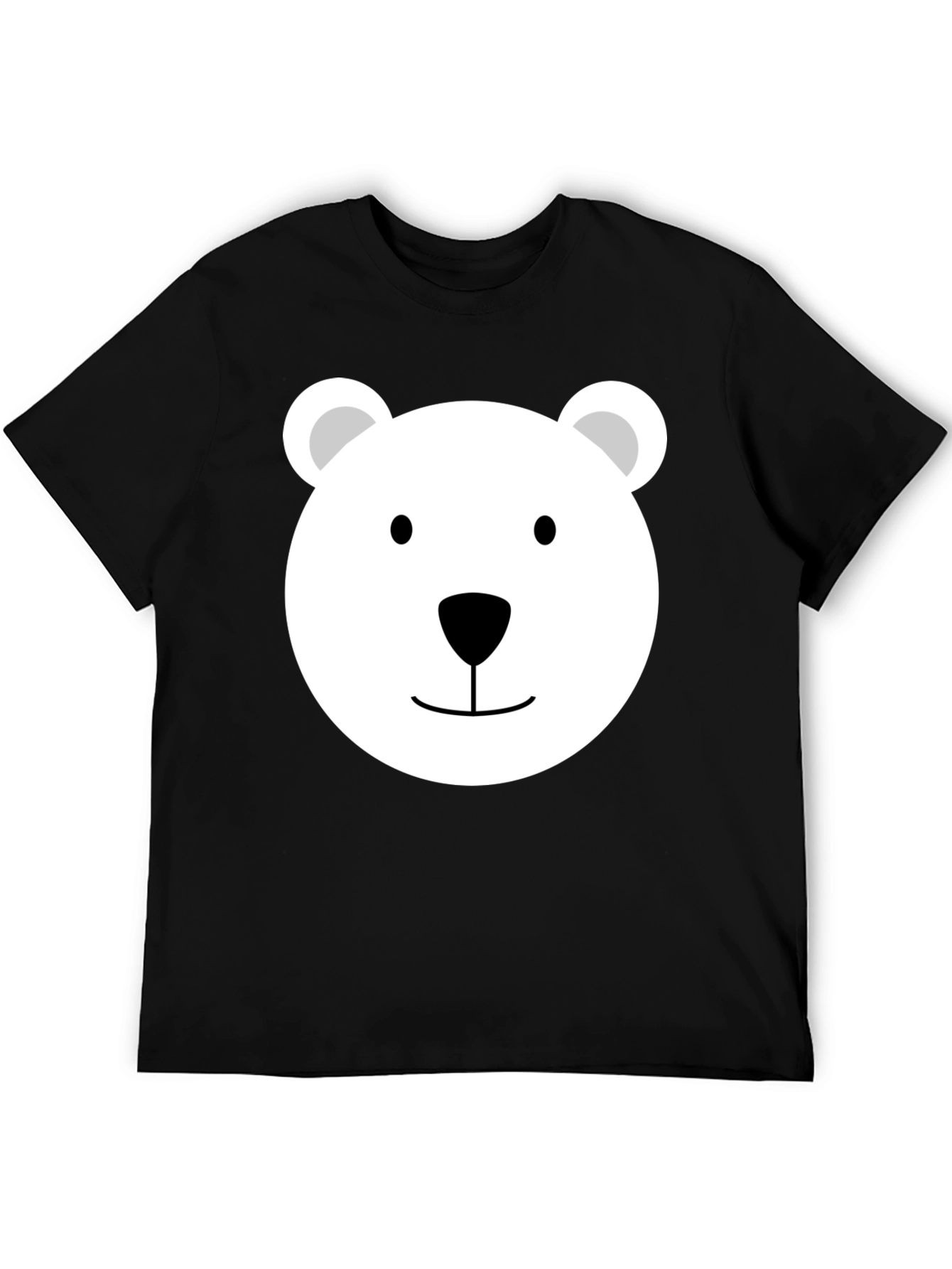 Cute Polar Bear Face Graphic Tee - Black T-Shirt