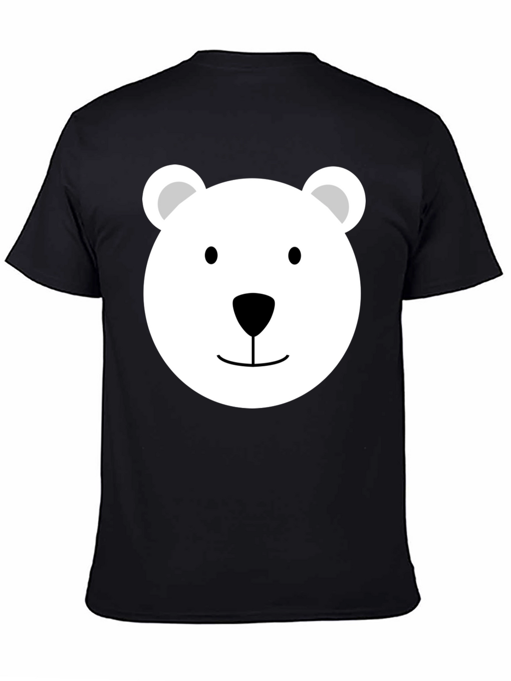 Cute Polar Bear Face Graphic Tee - Black T-Shirt