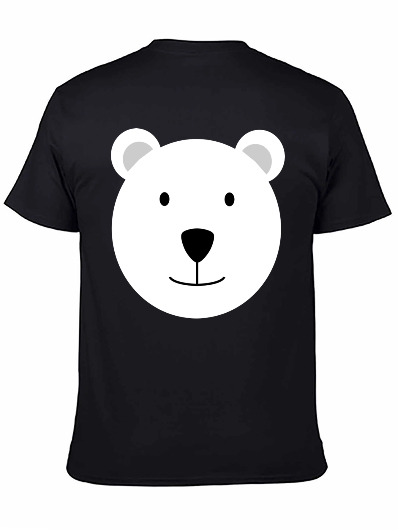 Cute Polar Bear Face Graphic Tee - Black T-Shirt