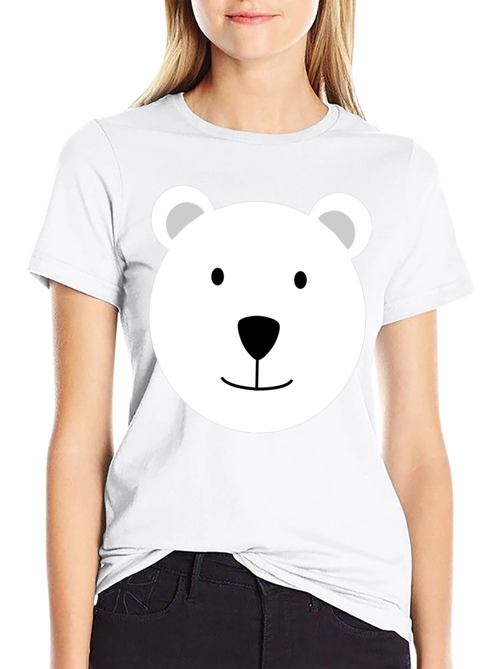 Cute Polar Bear Face Graphic Tee - Black T-Shirt
