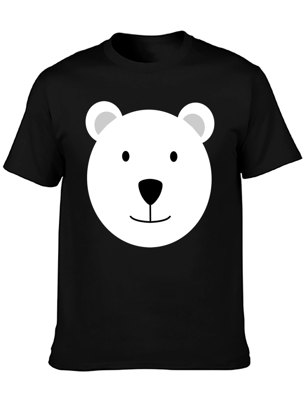 Cute Polar Bear Face Graphic Tee - Black T-Shirt