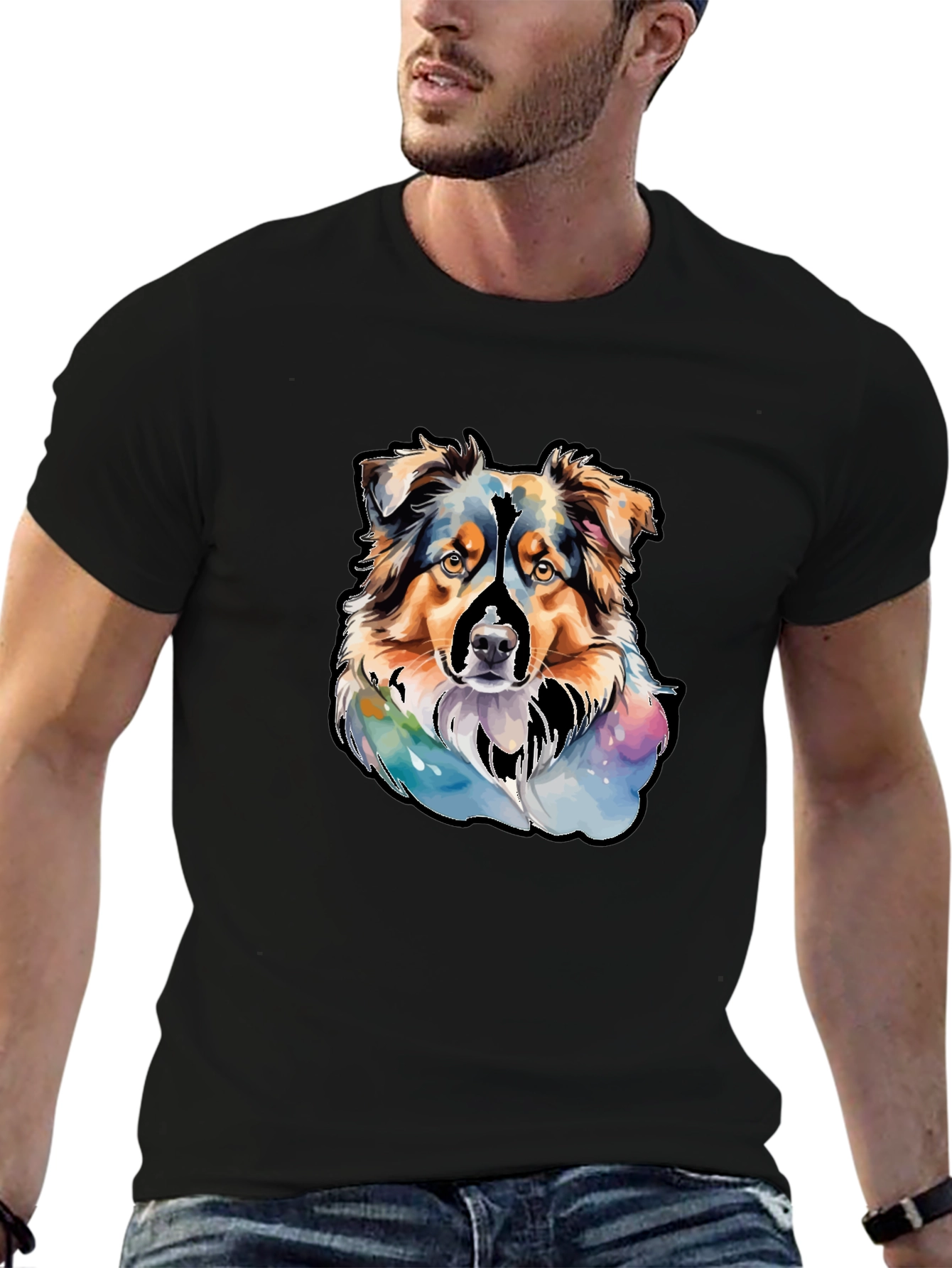 Australian Shepherd Dog Watercolor T-Shirt