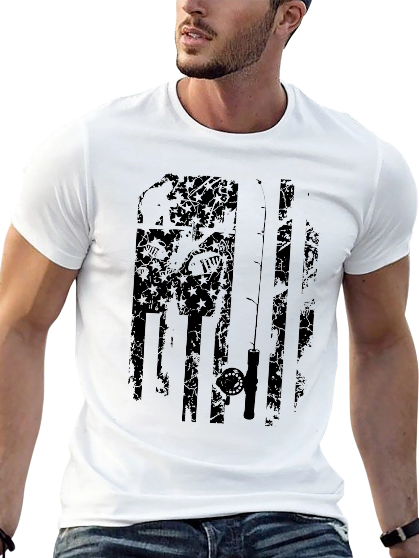 Fishing Flag Graphic Tee - Black