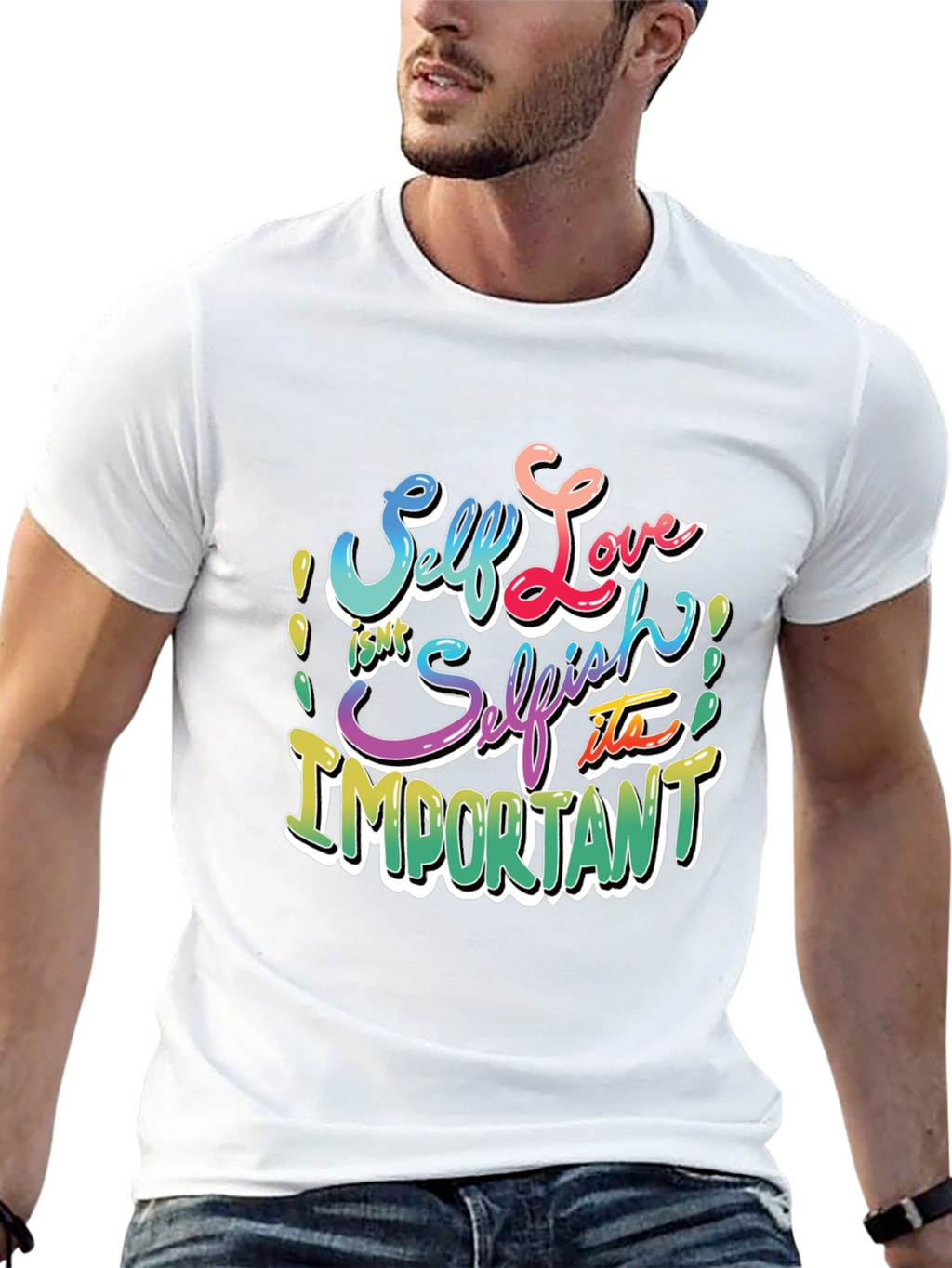 Self Love Graphic T-Shirt - Black Crew Neck
