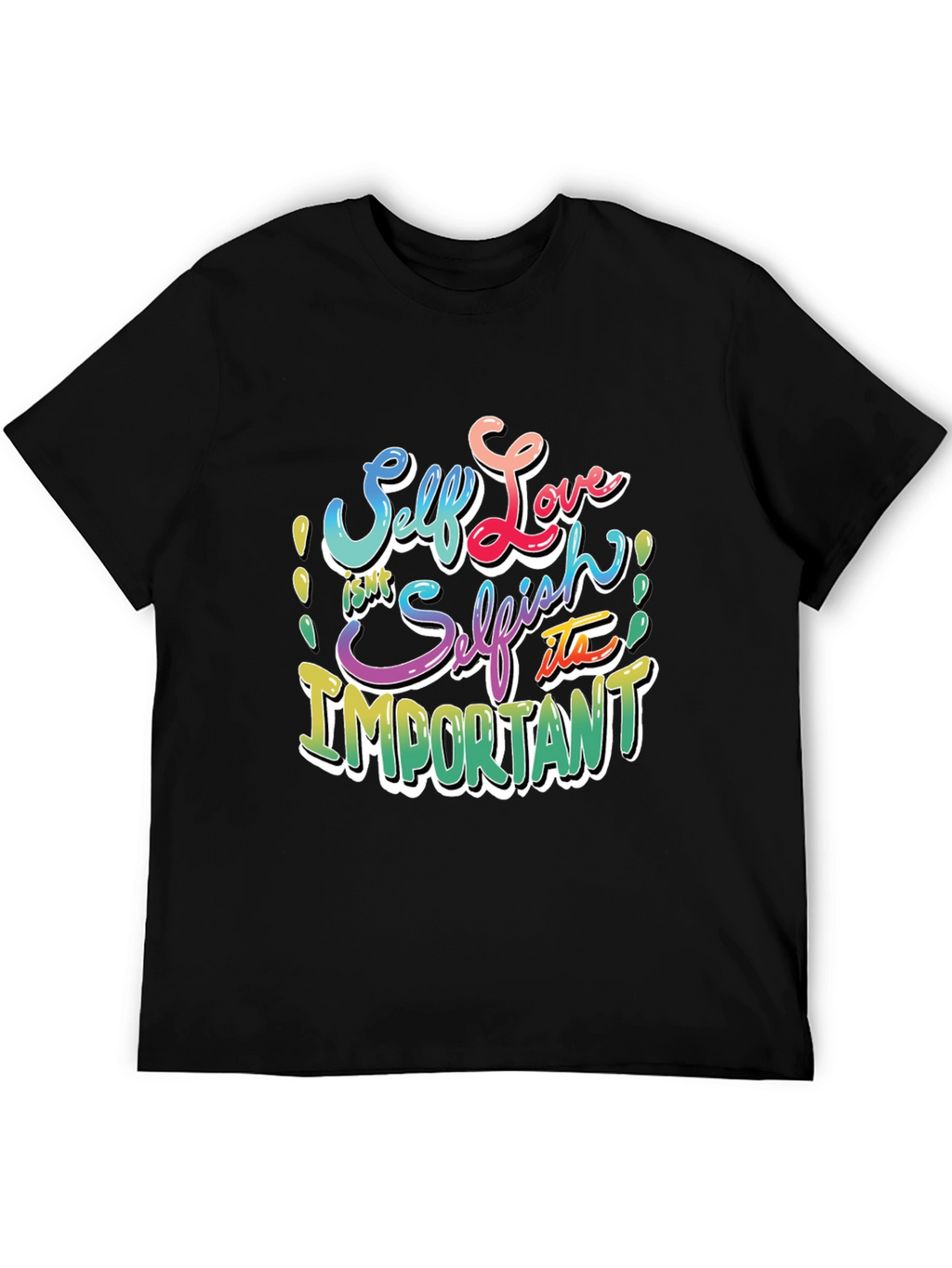 Self Love Graphic T-Shirt - Black Crew Neck