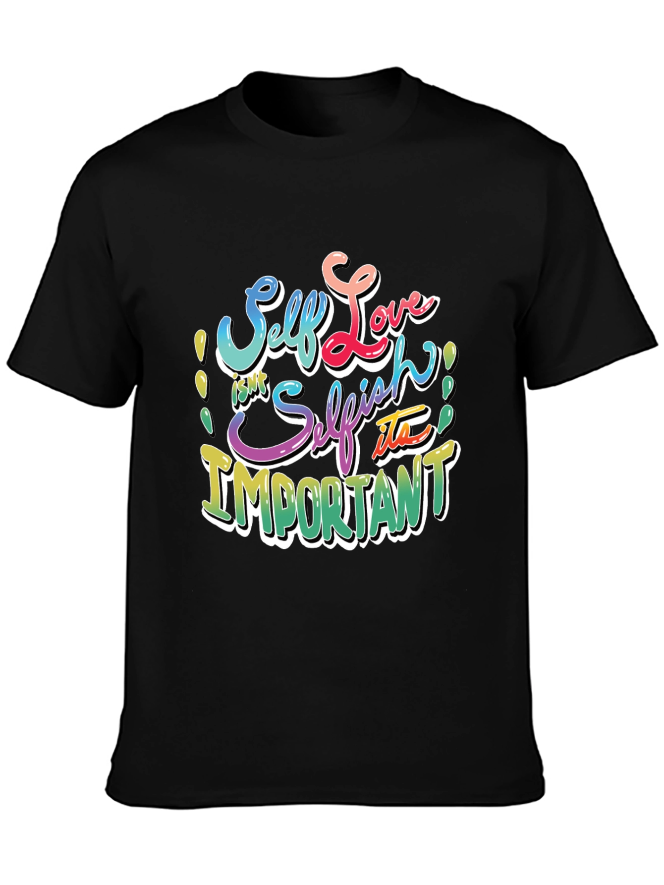 Self Love Graphic T-Shirt - Black Crew Neck